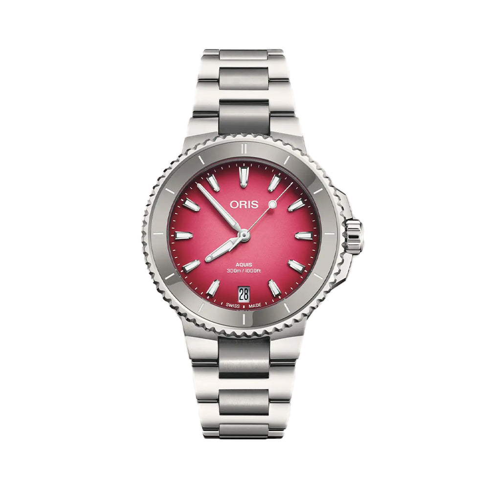 Aquis Date Ceramic Bezel Berries Edition 36.5mm - Pink on Bracelet、mySite、botmansion