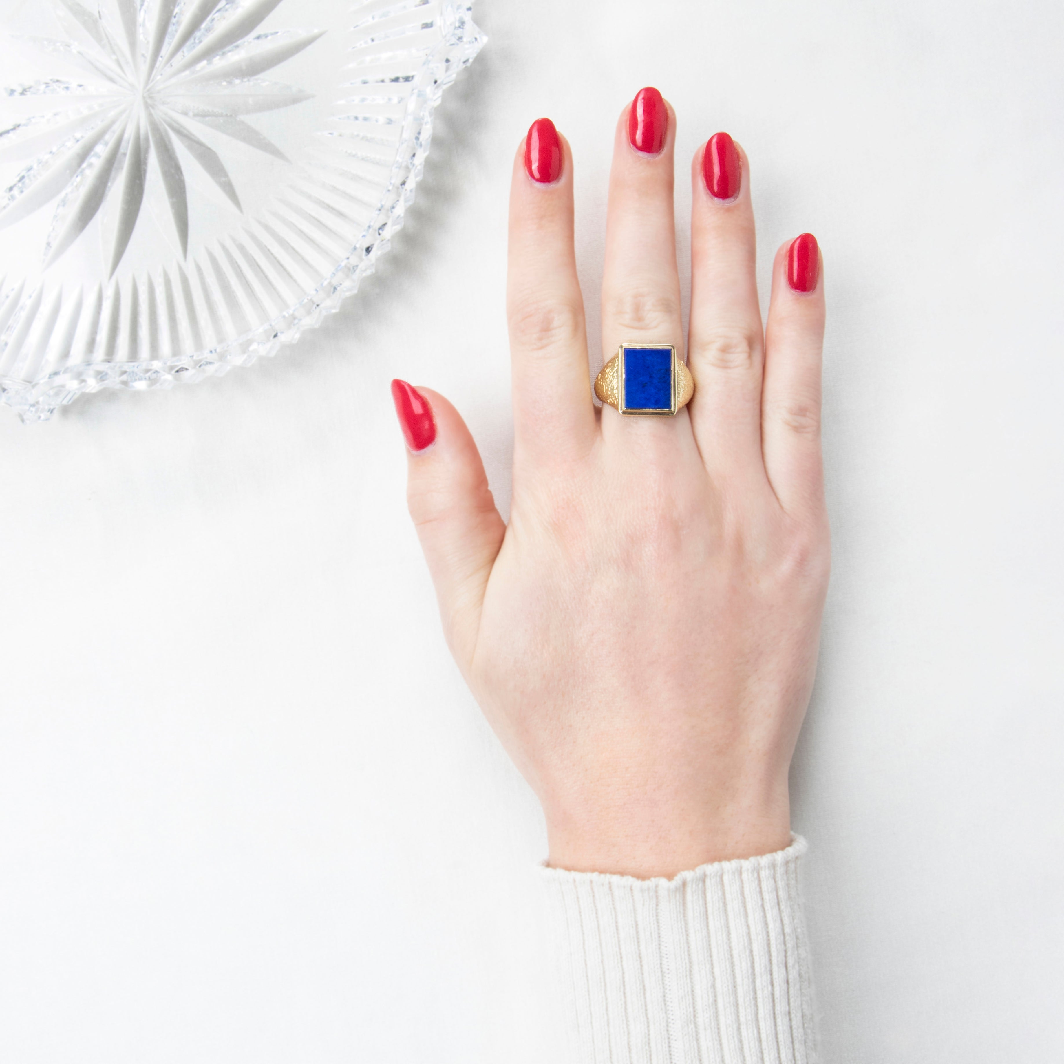 Heavy Vintage 14k Yellow Gold 2.86ct Lapis Lazuli Textured Signet Ring 9、mySite、hinf8tx79