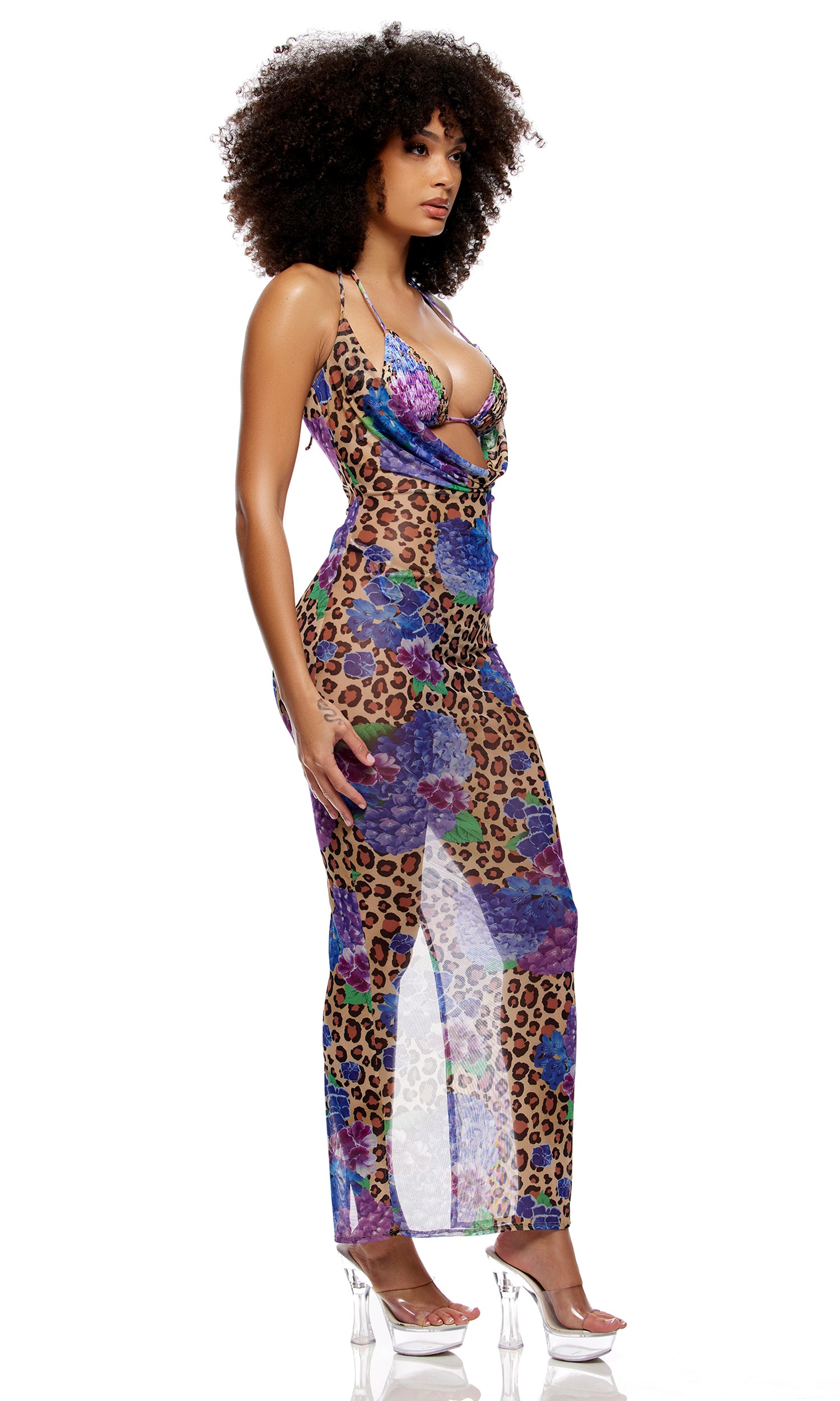 Amalfi Mesh Pool Maxi Dress - Cheetah Blue、mySite、bengalsvssteelers