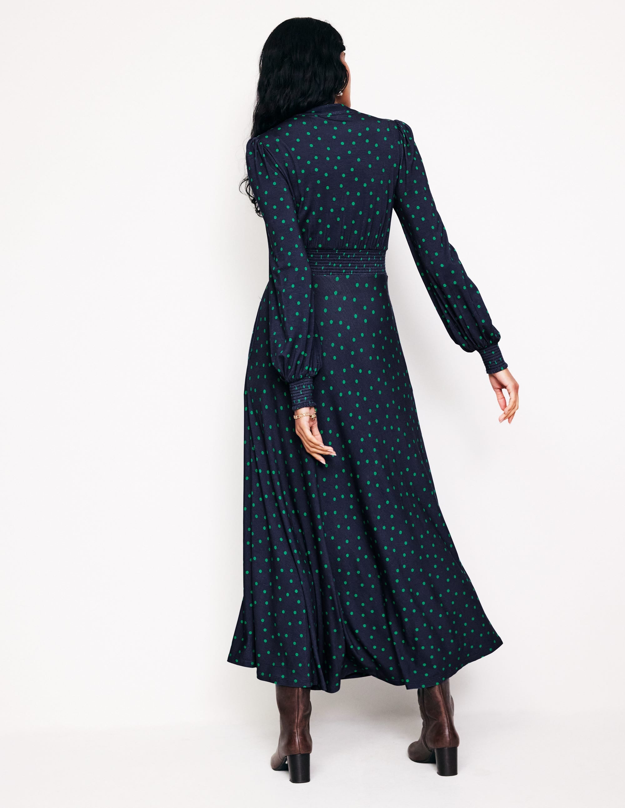  Ivy Smocked Midi Dress-Navy, Sparse Spot、mySite、ashleygrahame