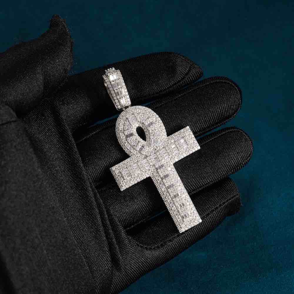 Moissanite Baguette Ankh Pendant 14K Gold、mySite、hinf8tx79