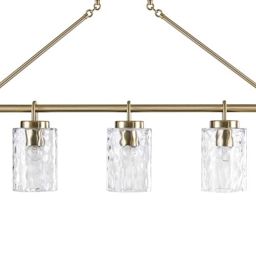 5-light Linear Chandelier with Textured Glass Shades、、eastwooduniform