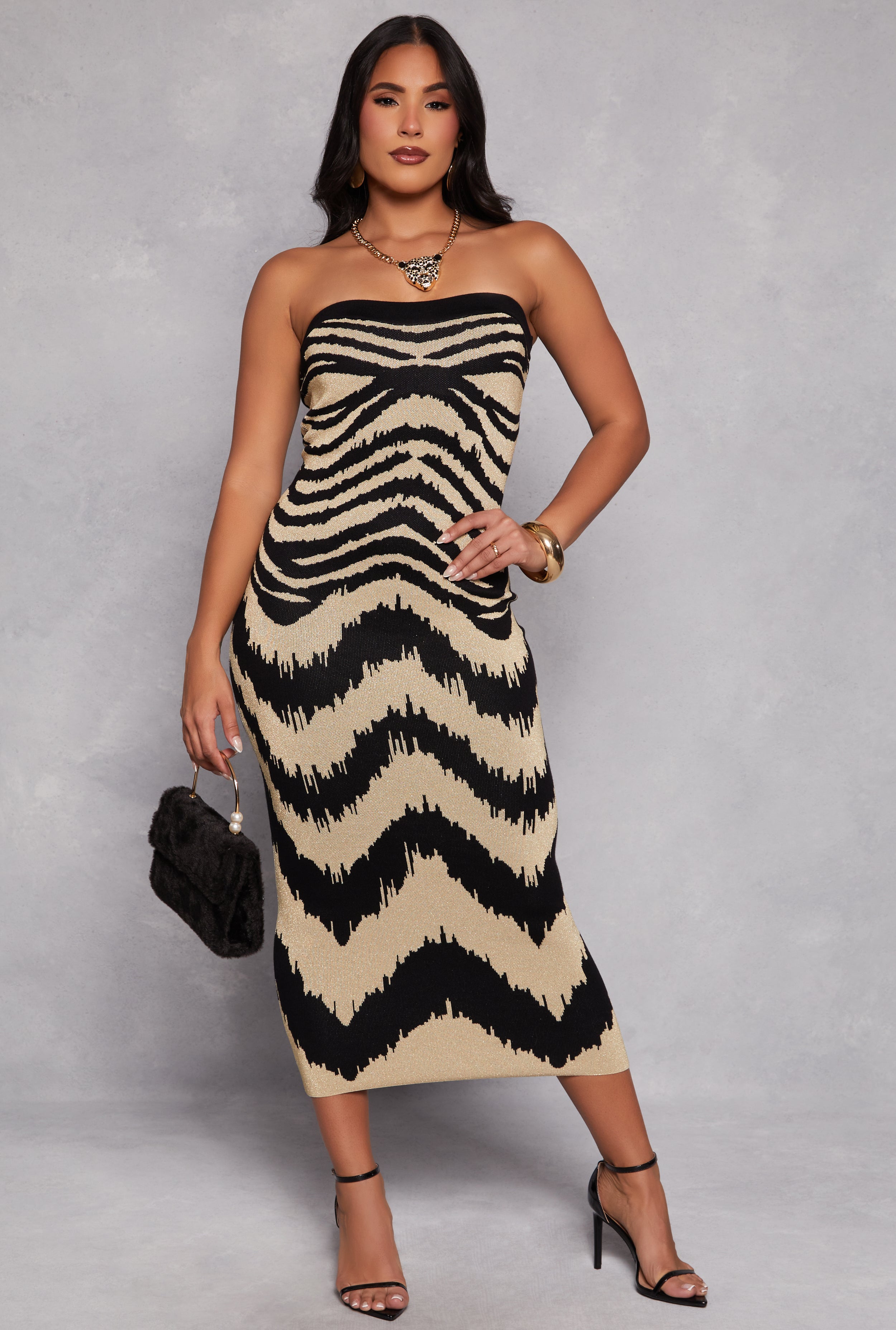 Almost Famous Lurex Abstract Print Maxi Dress、mySite、camillekostekn