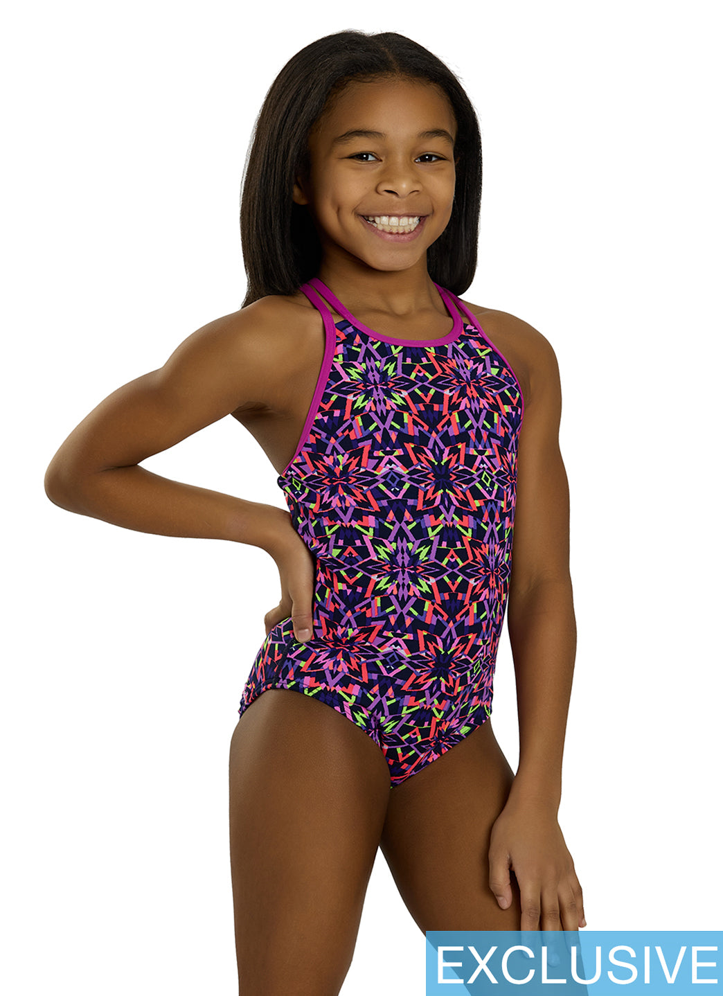 TYR Girls' Carnivale Durafast Elite Olivafit One Piece Swimsuit (Little Kid, Big Kid)、mySite、noshort