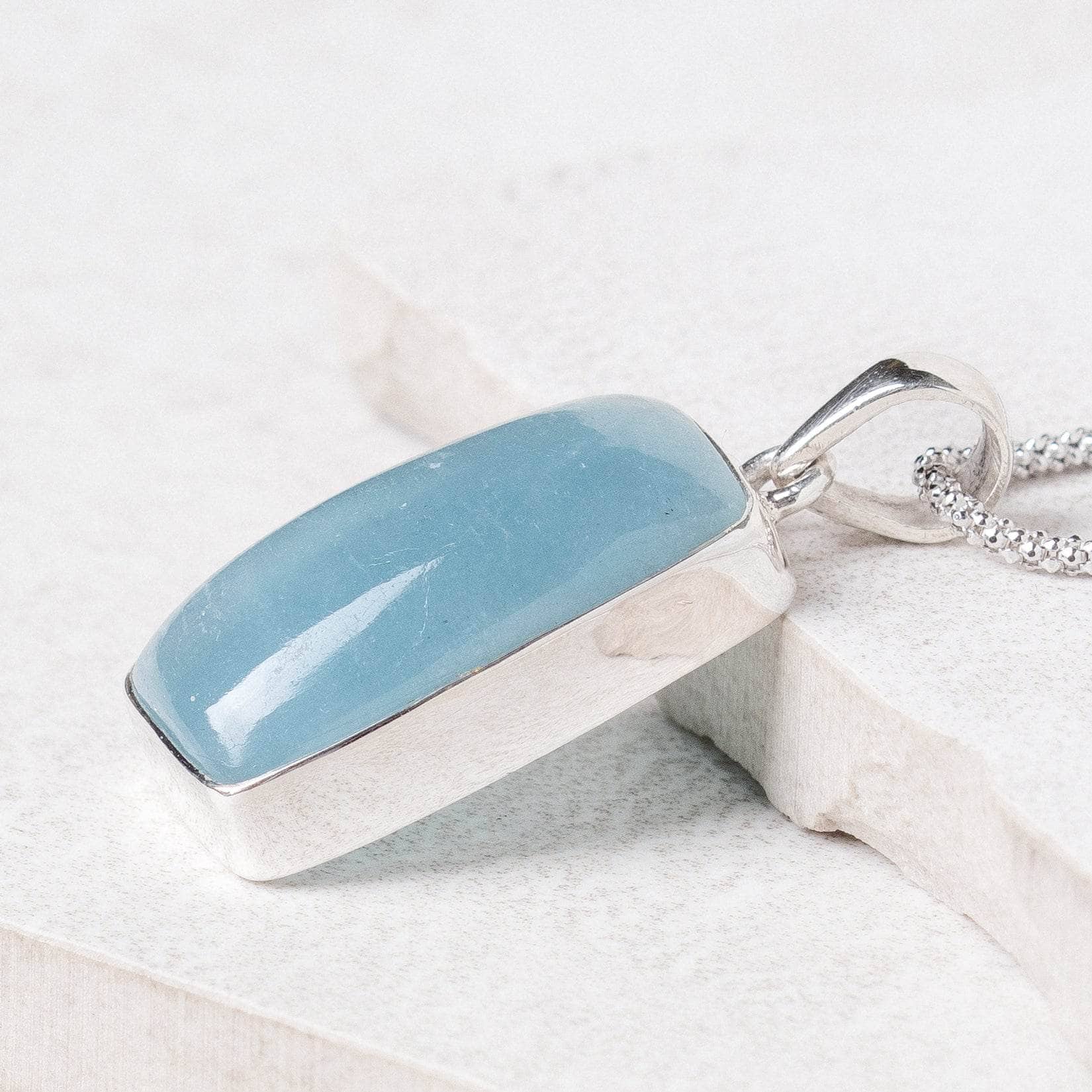 Aquamarine Rectangle Pendant Necklace、mySite、hinf8tx79