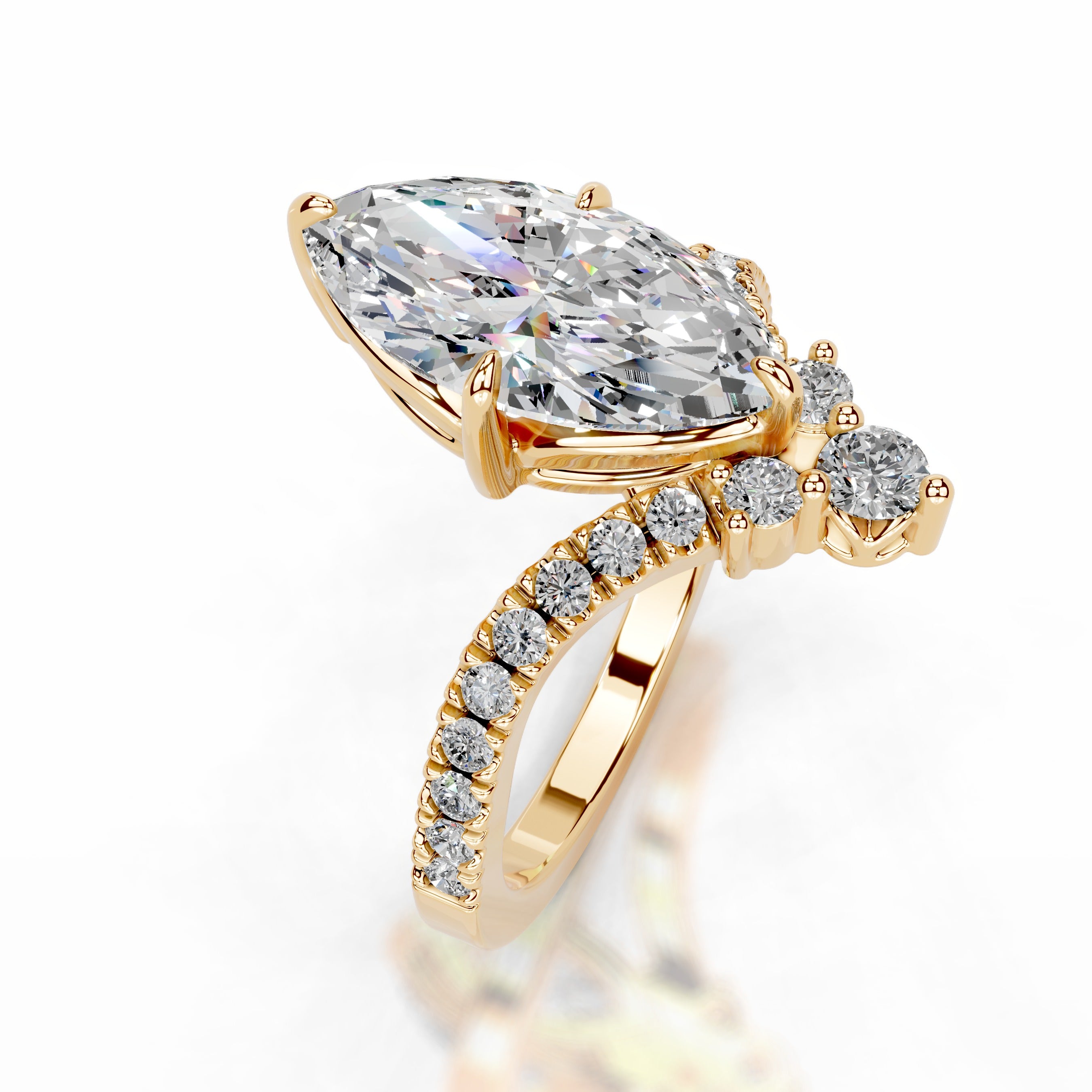 Tia Moissanite & Diamond Ring - 18K Yellow Gold、mySite、hinf8tx79