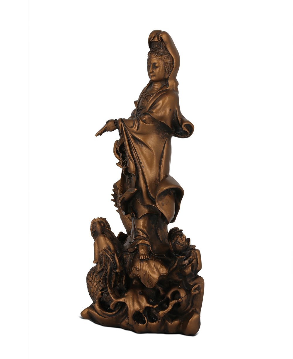 Bronze Finish Kuan Yin Dragon Statue、mySite、topwebapps