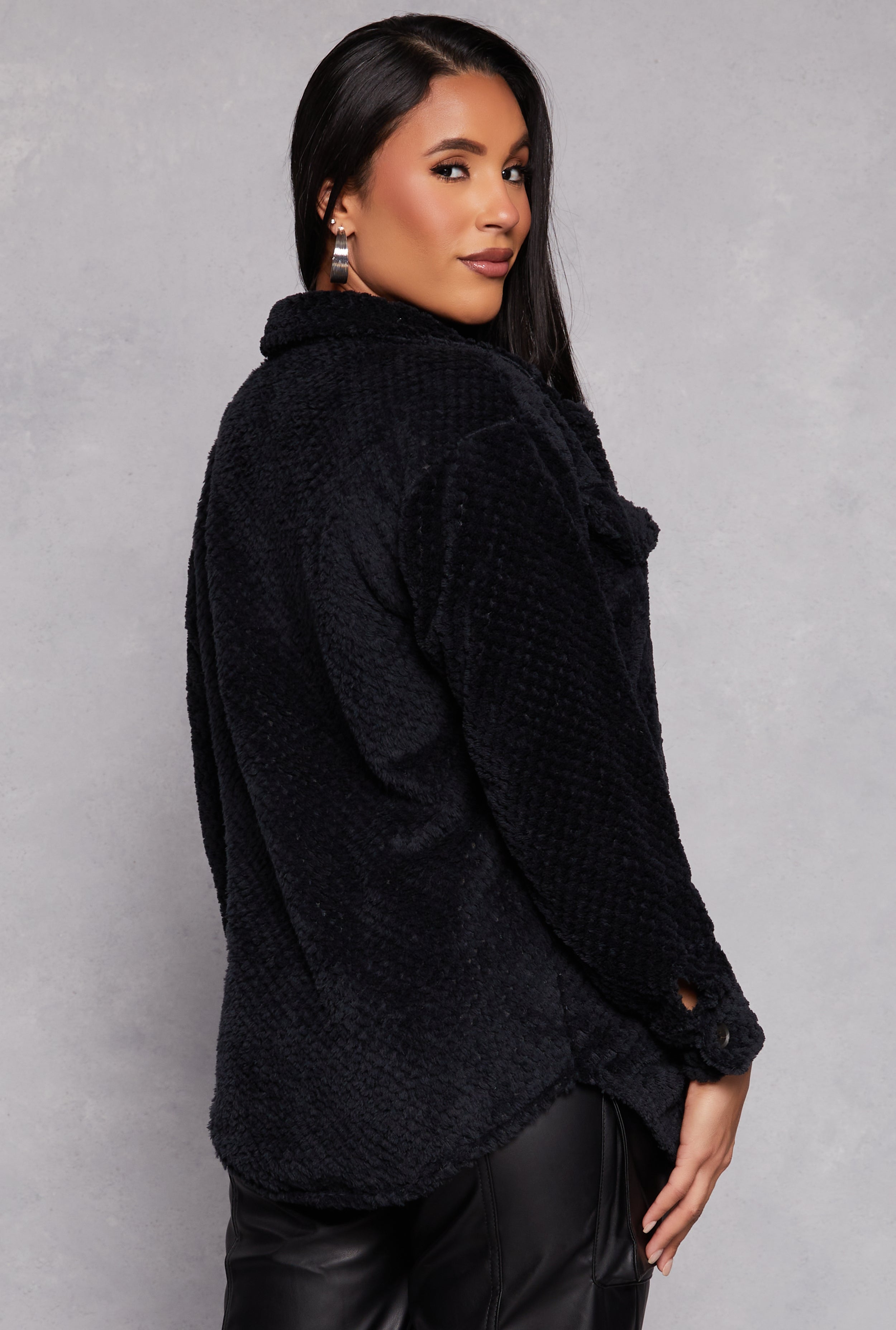 Quilted Plush Shacket、mySite、camillekostekn