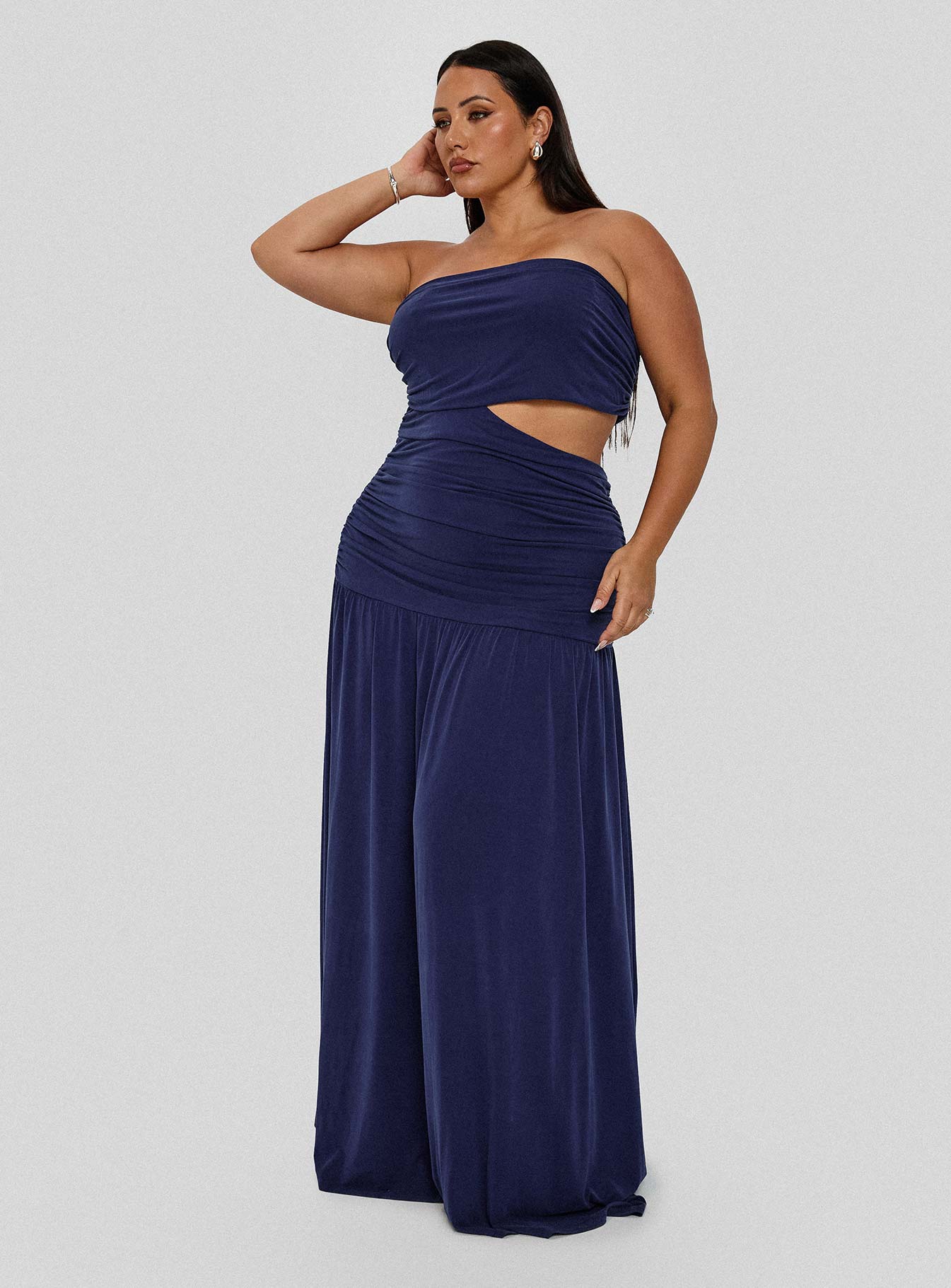 Grandeur Strapless Maxi Dress Navy Curve、mySite、solidvoid