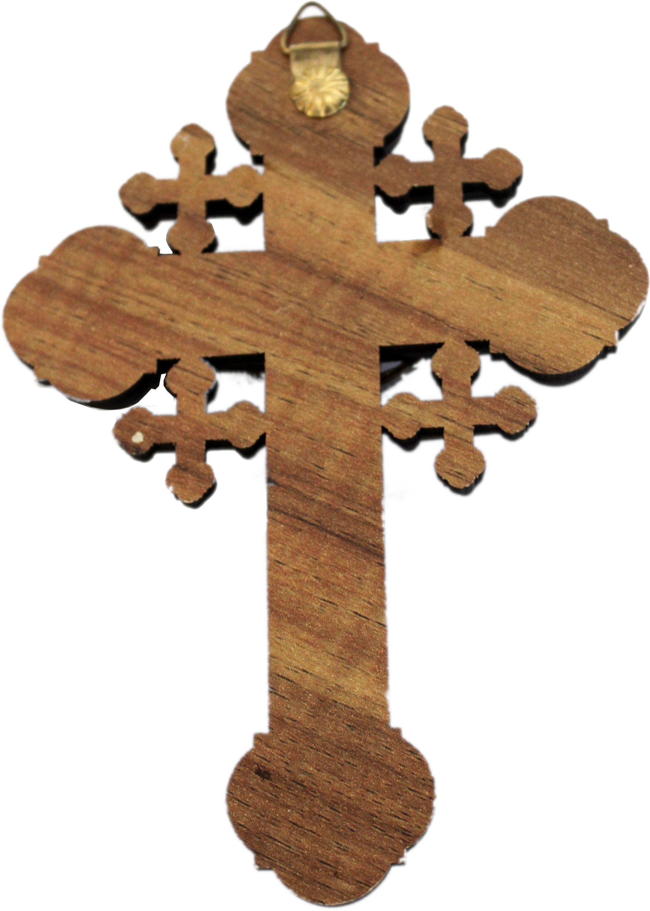  Layered Olive Wood Cross Carved by Laser with Holy Land Samples - Hanging (12 cm or 5 inches) Small/Certificate、mySite、elrpsem3k