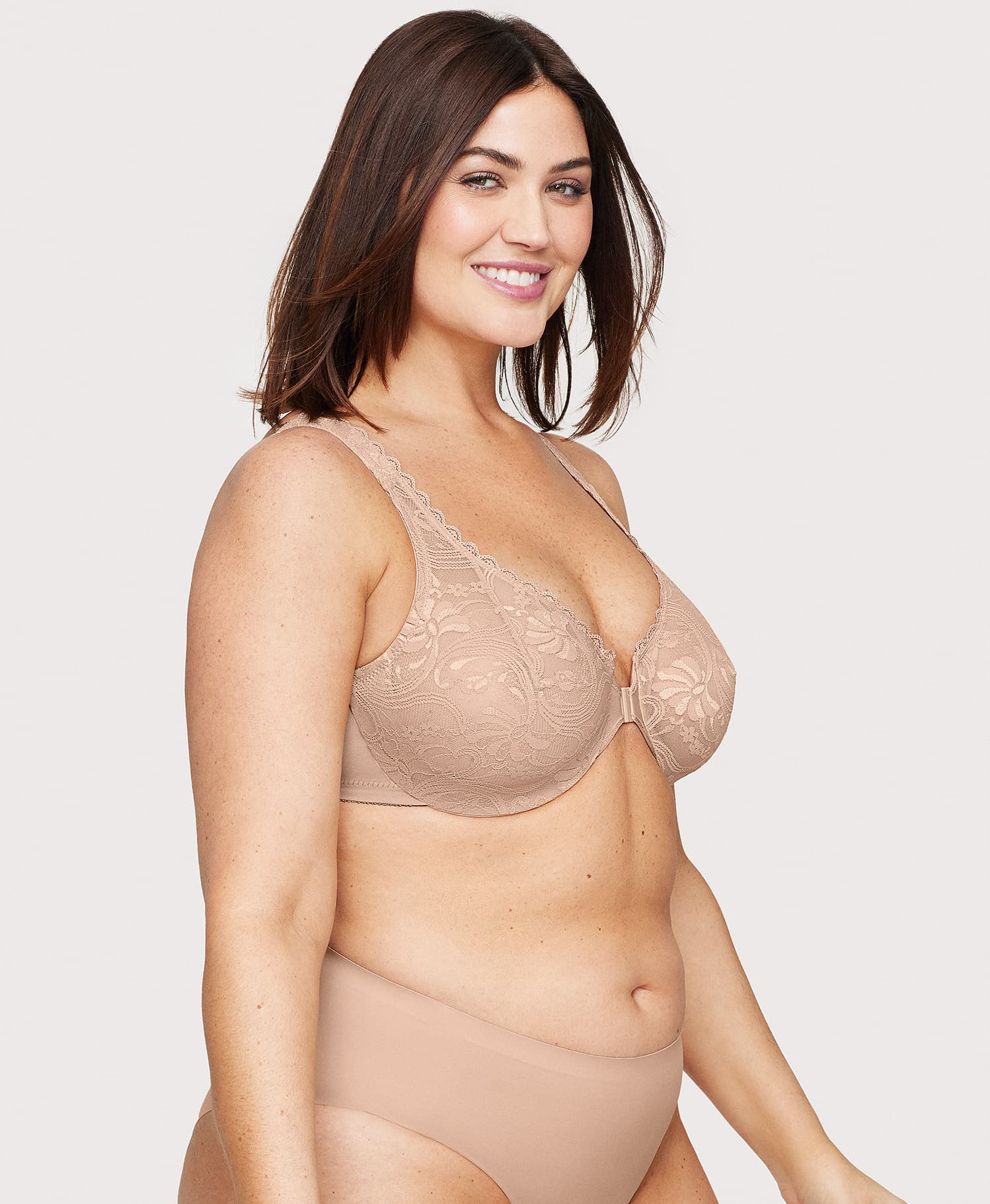  Front-Closure Stretch Lace WonderWire Bra Cafe、mySite、justintrudeaud