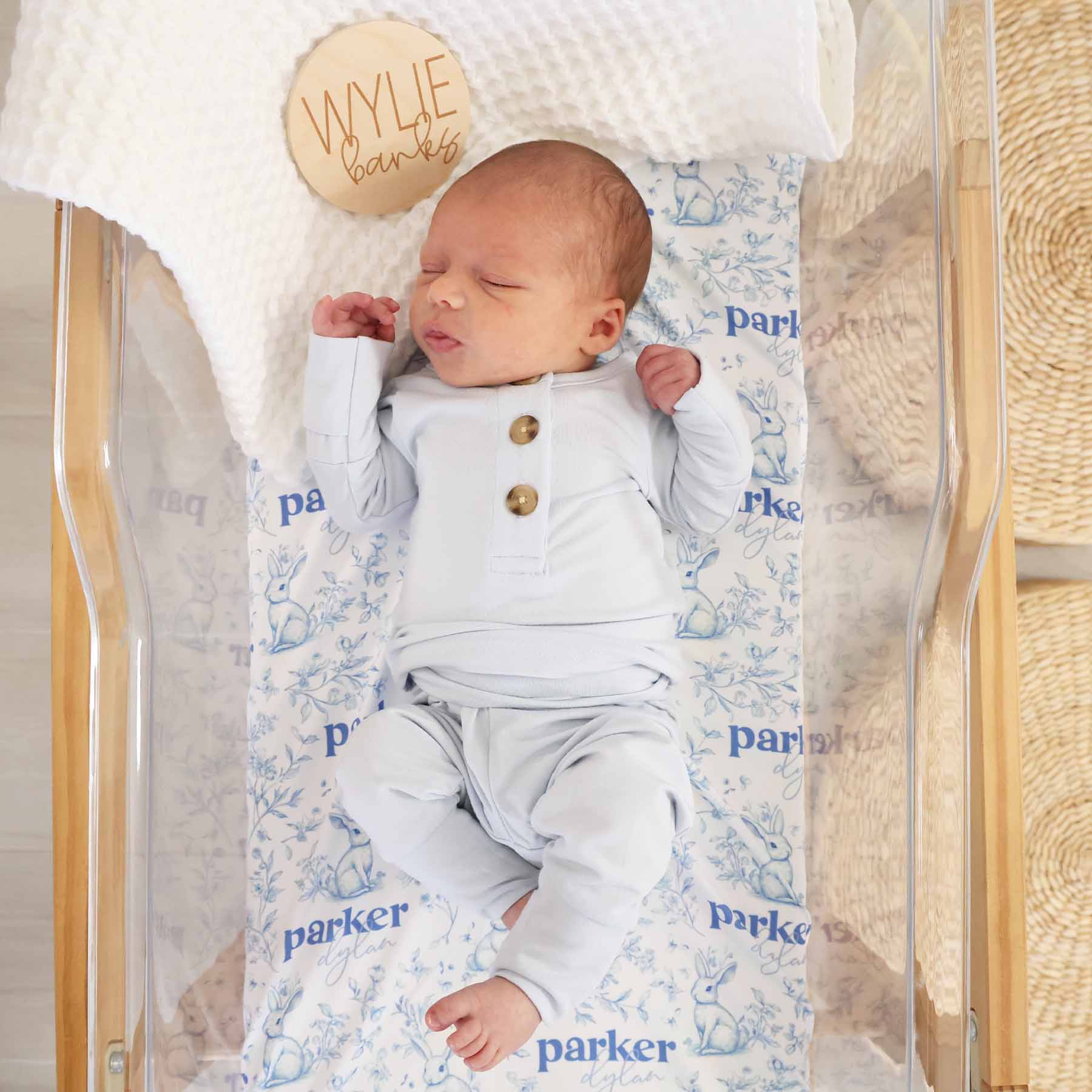  Bunny Blues Personalized Swaddle Blanket、mySite、layawaytickets