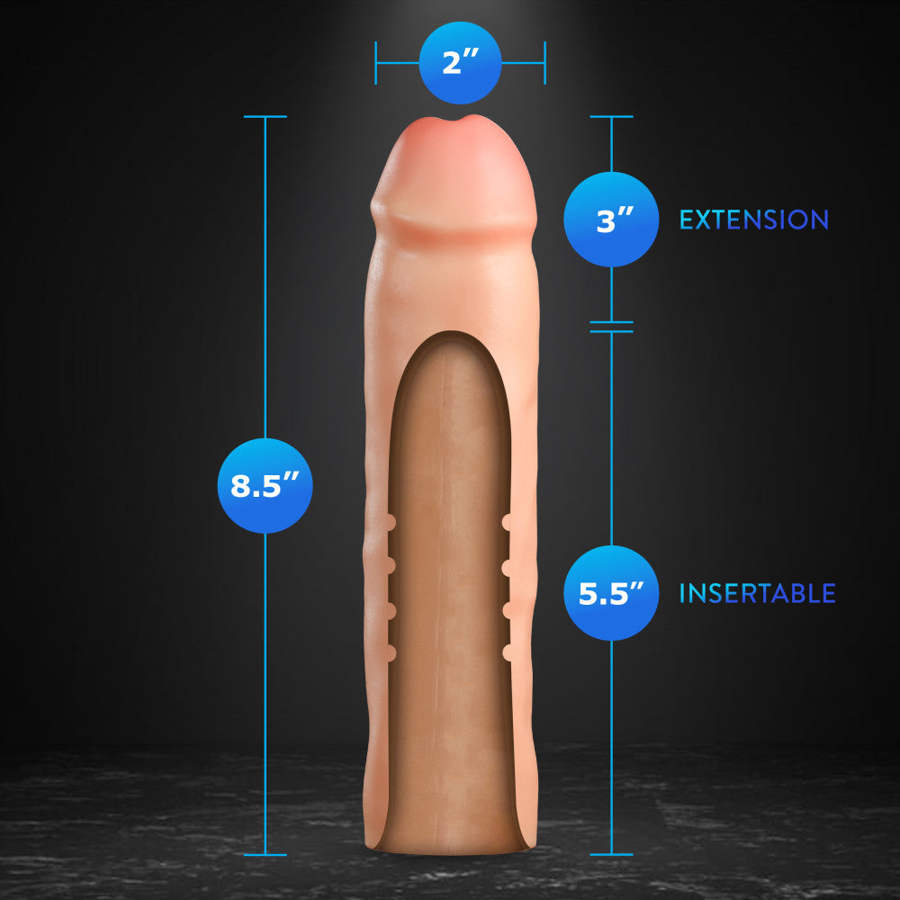 Performance Plus By Blush® | Vindicate 8.5 Inch Realistic Penis Extender Sleeve - Dual Density - Liquid Silicone - Beige、mySite、bottomscart
