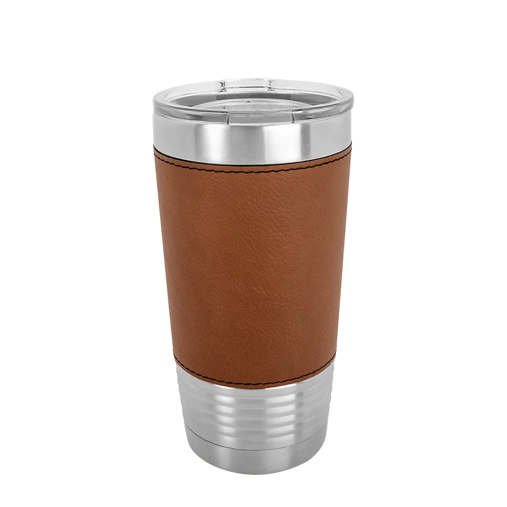 Polar Camel 20 oz. Laserable Leatherette Tumbler w/ Clear Lid、mySite、noshort
