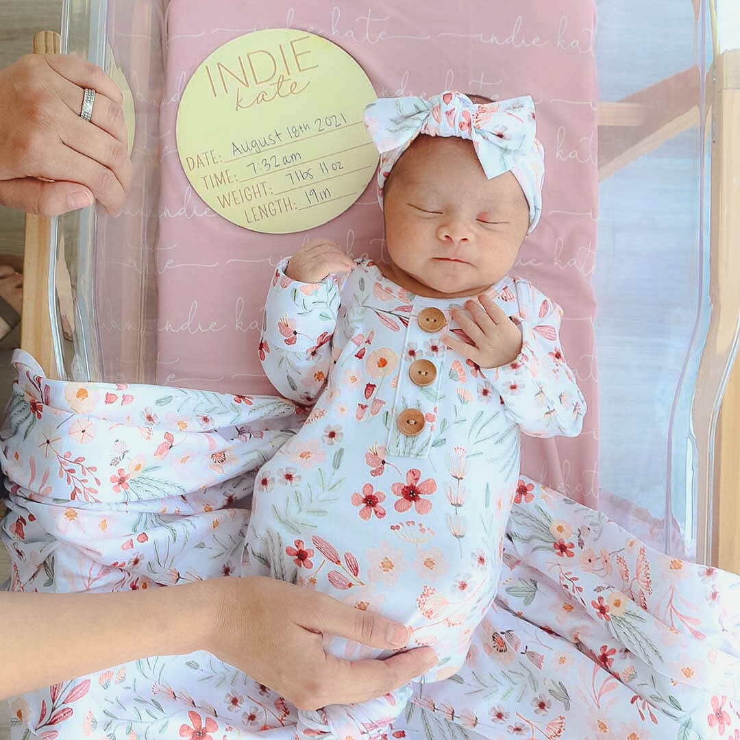  Wren's Wildflower Newborn Baby Knot Gown & Hat、mySite、layawaytickets