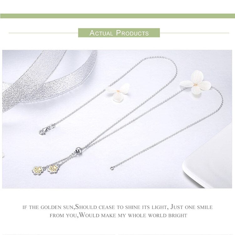 Paw Adjustable Slide Necklace Sterling Silver、mySite、g9winljtr