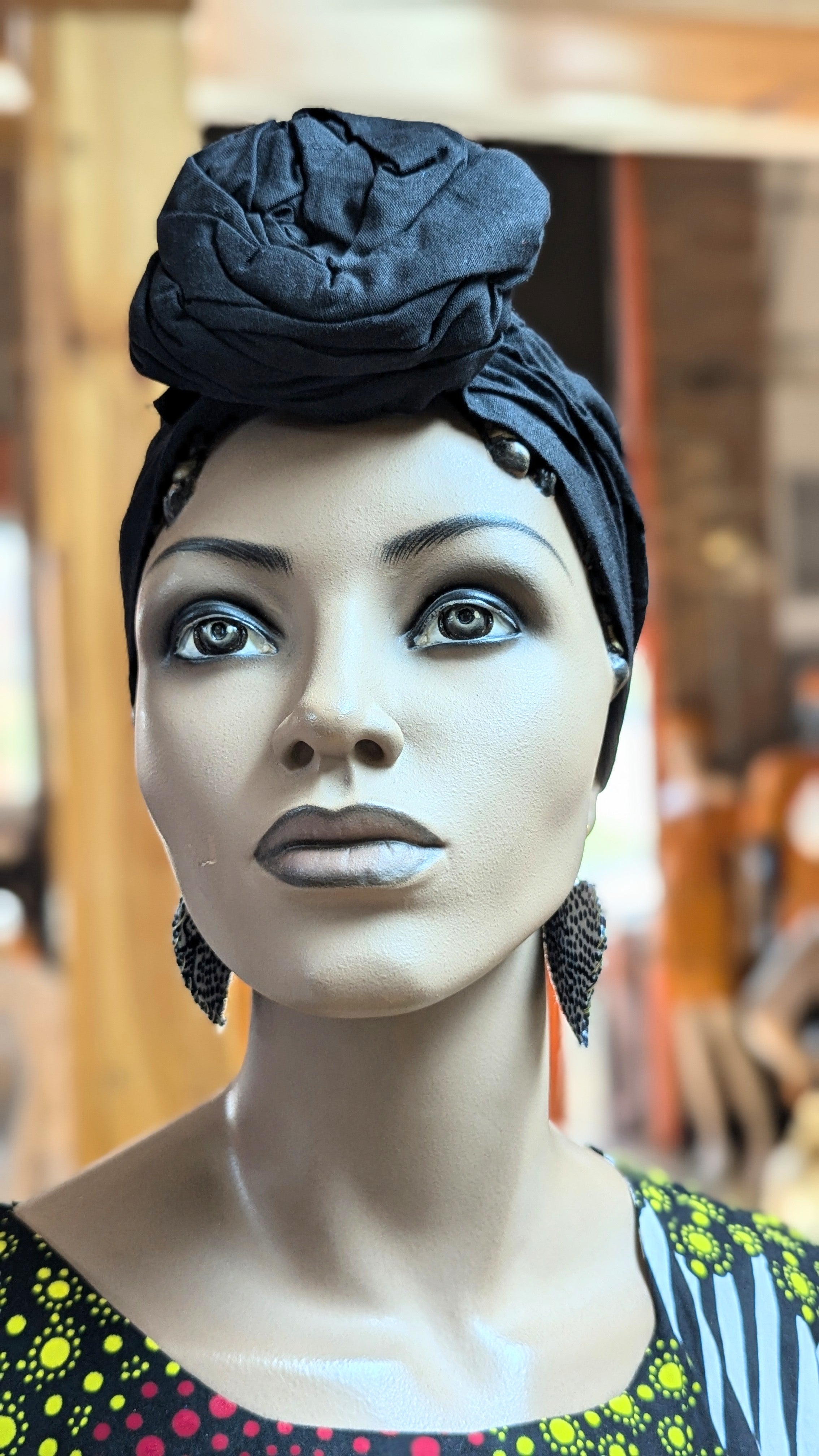 Dupsie's Black Adia Pre-tied Head Wrap Hat with Bun DP564PT4、mySite、solidvoid