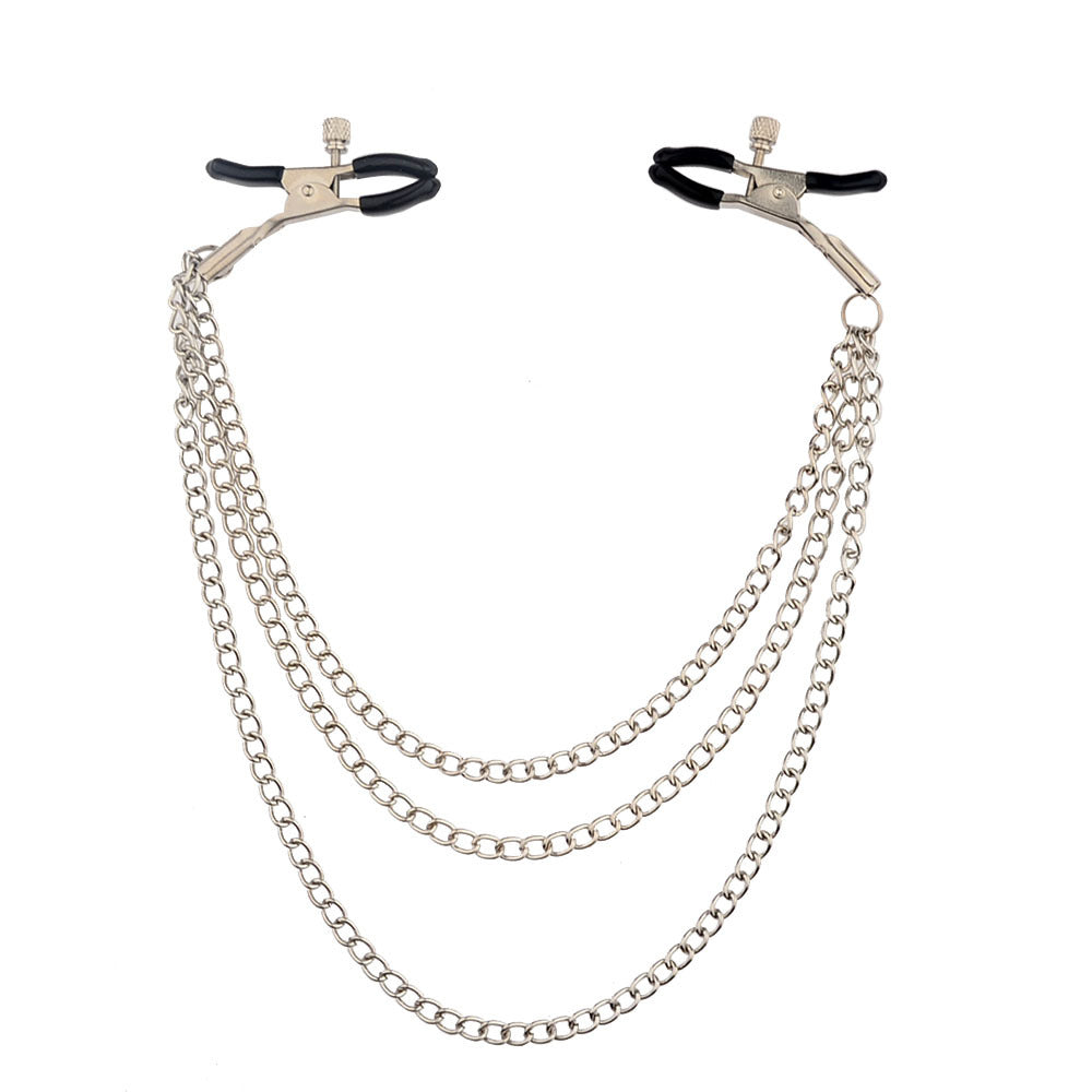 Fetish Triple Chain Nipple Clamps | Adjustable | Ultra-Responsive - Erect、mySite、bottomscart