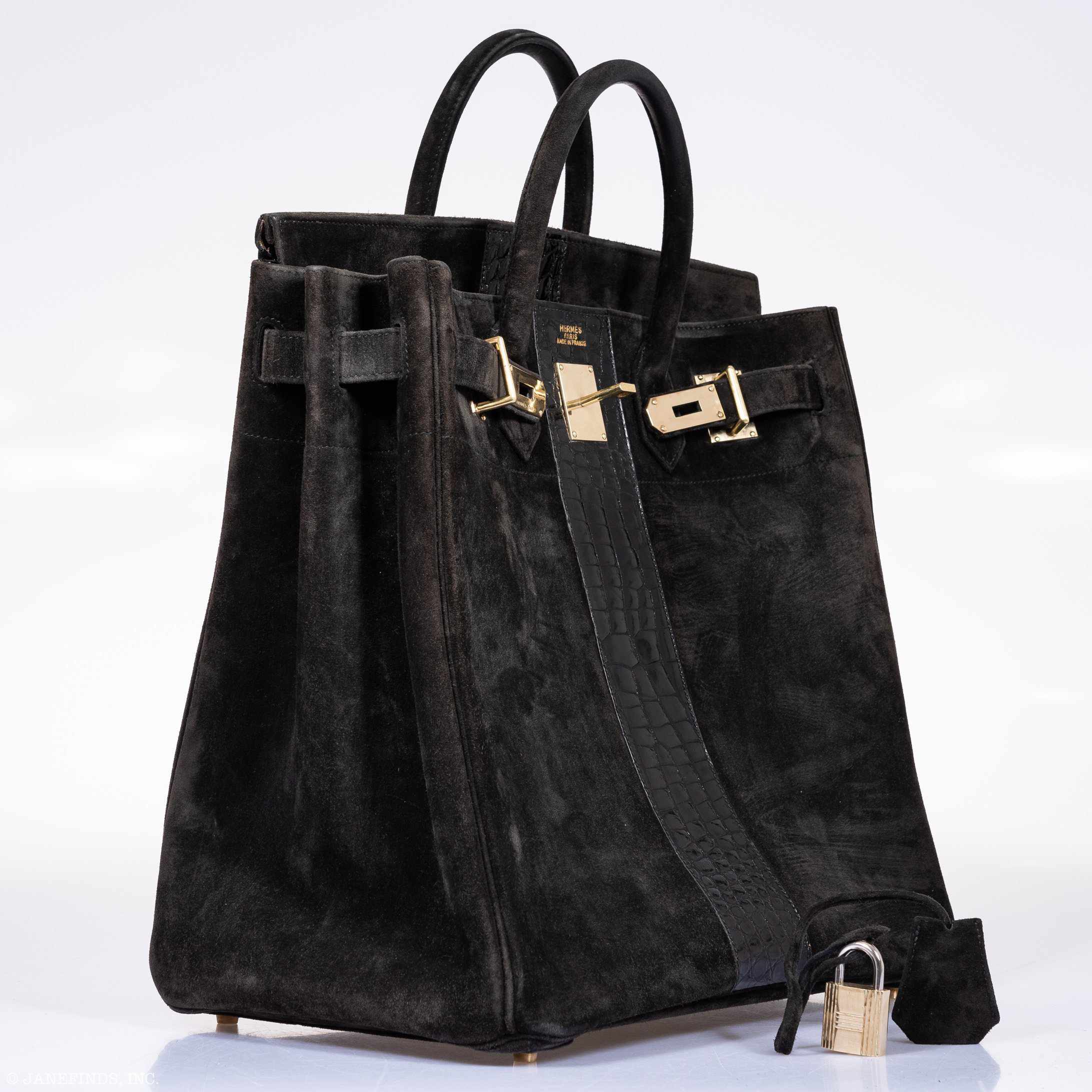 Hermès Birkin 40 HAC Black Doblis Suede and Crocodile Gold Hardware、mySite、garminoutage.com