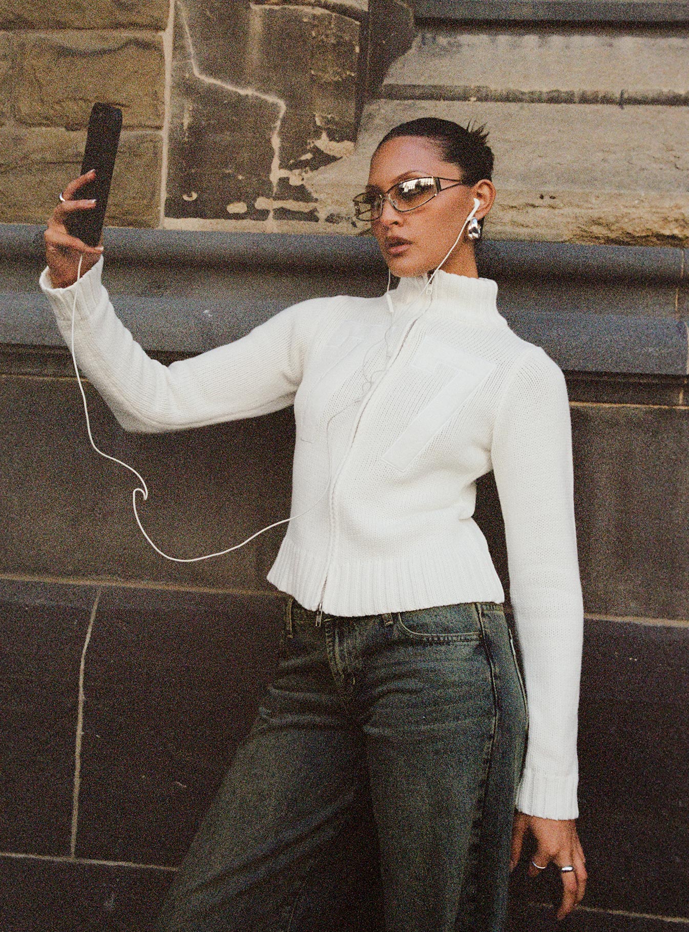 Nylah Zip Up Knit Jacket White、mySite、solidvoid