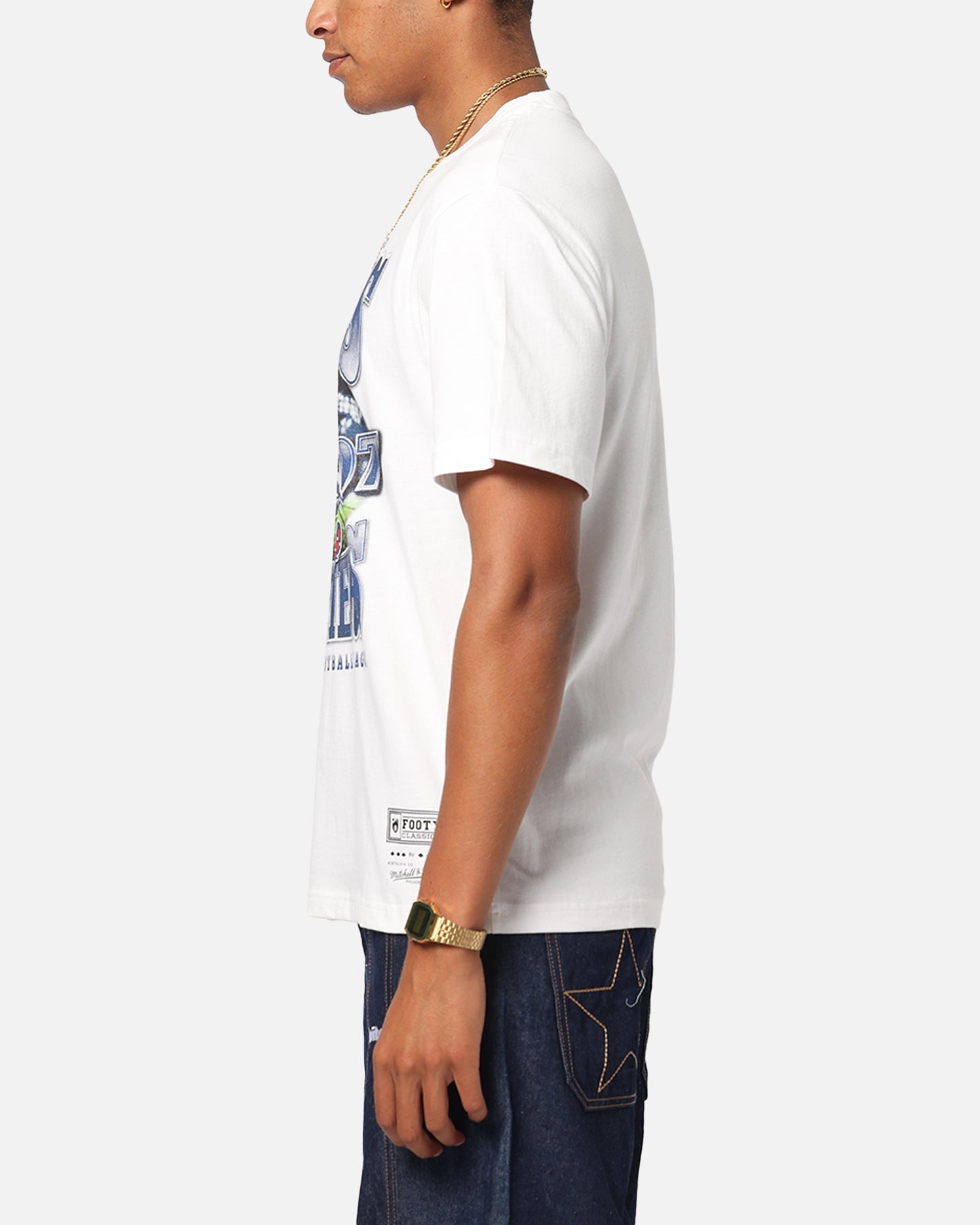 Mitchell & Ness Geelong Cats Mascot T-Shirt Vintage White、mySite、zt4zffjzw