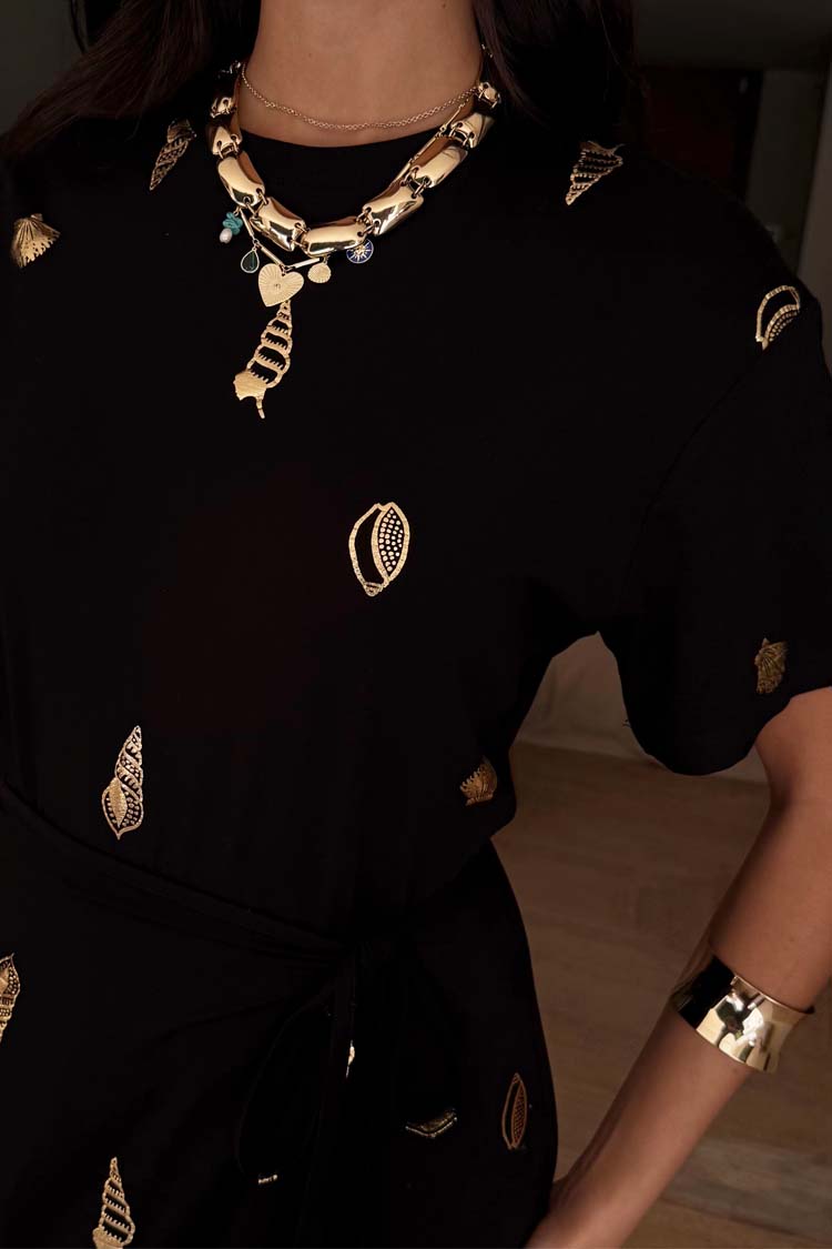 Black Shell Midi Leia Dress Petite、mySite、solidvoid