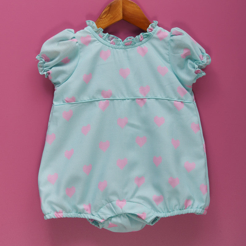 Cotton Romper For Girls | Heart Printed | Mint Green、mySite、camillekostekn