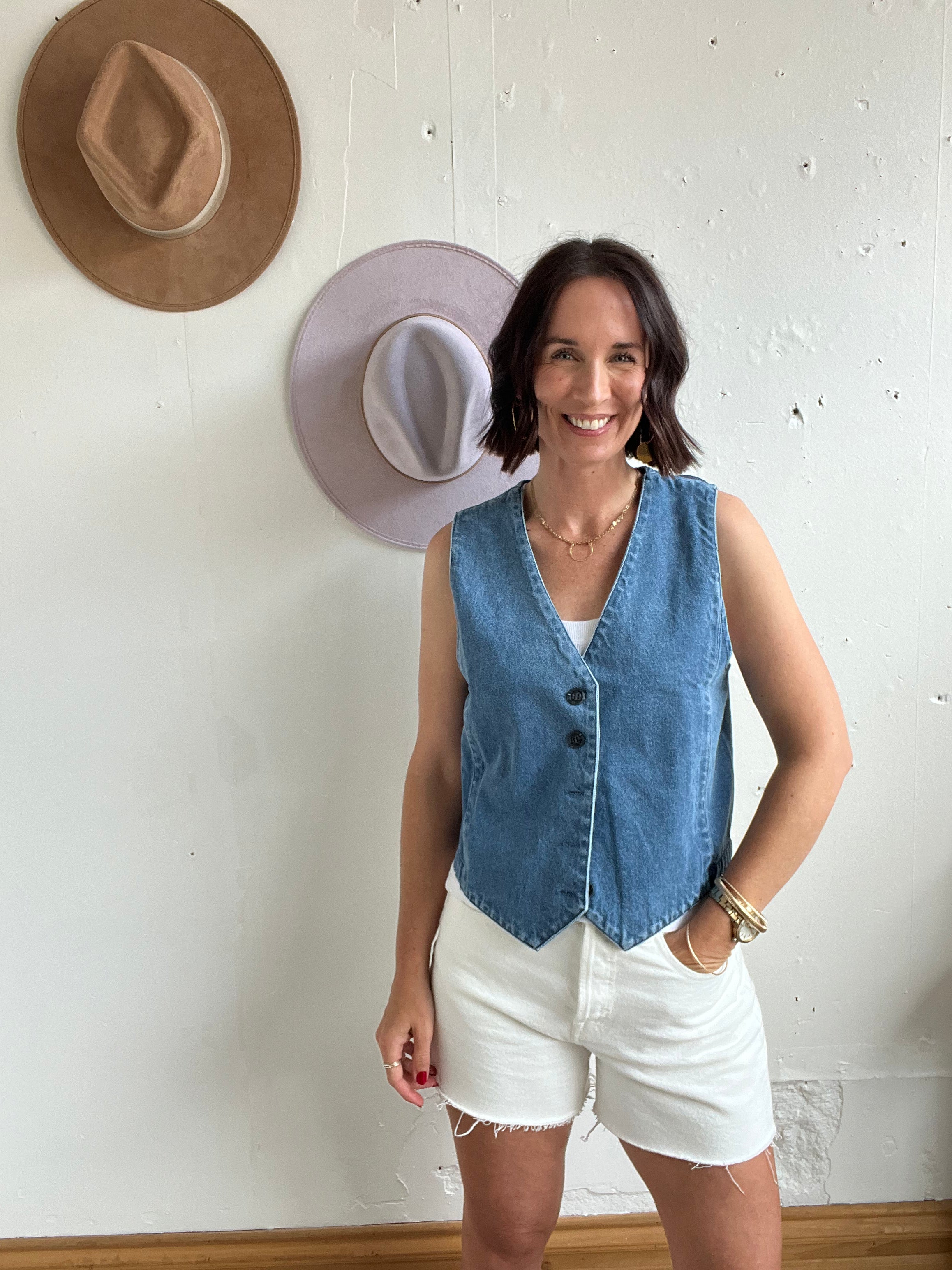 Kenzie’s Denim V-Neck Button Vest、mySite、garagedoors4me