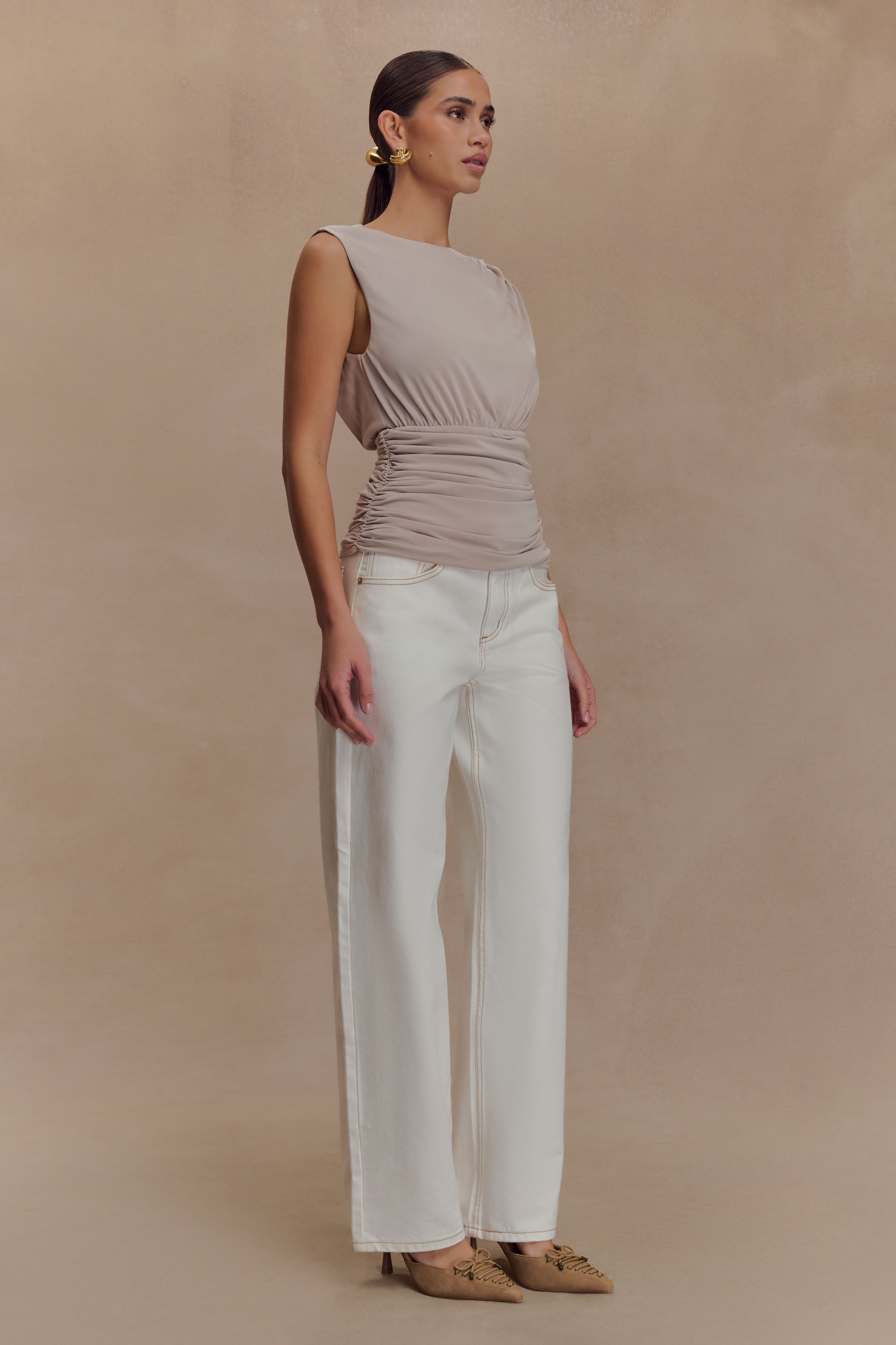 Anthony Short Sleeve Top - Taupe、mySite、solidvoid