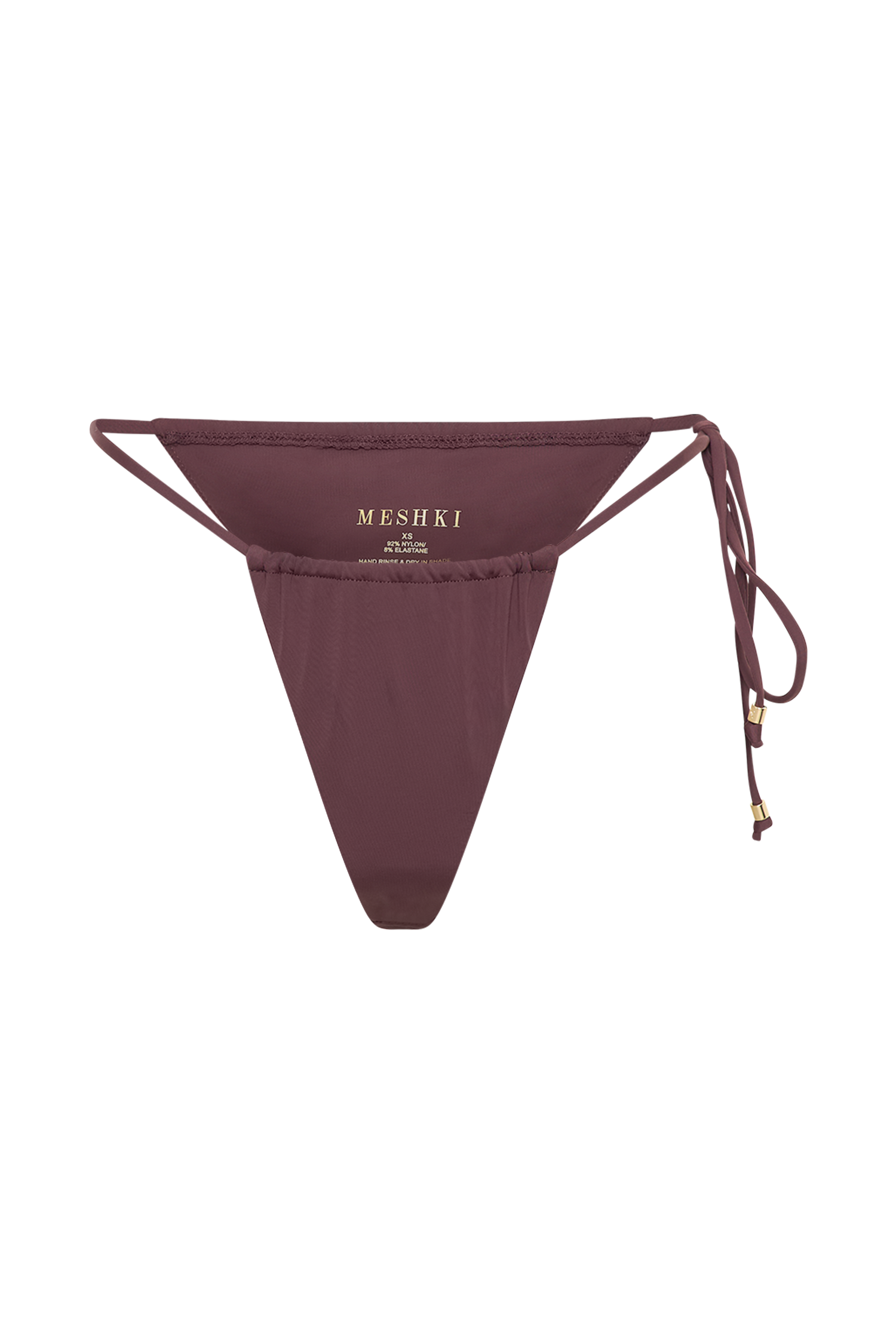 Andie Ruched String Side Bikini Brief - Chocolate、mySite、solidvoid