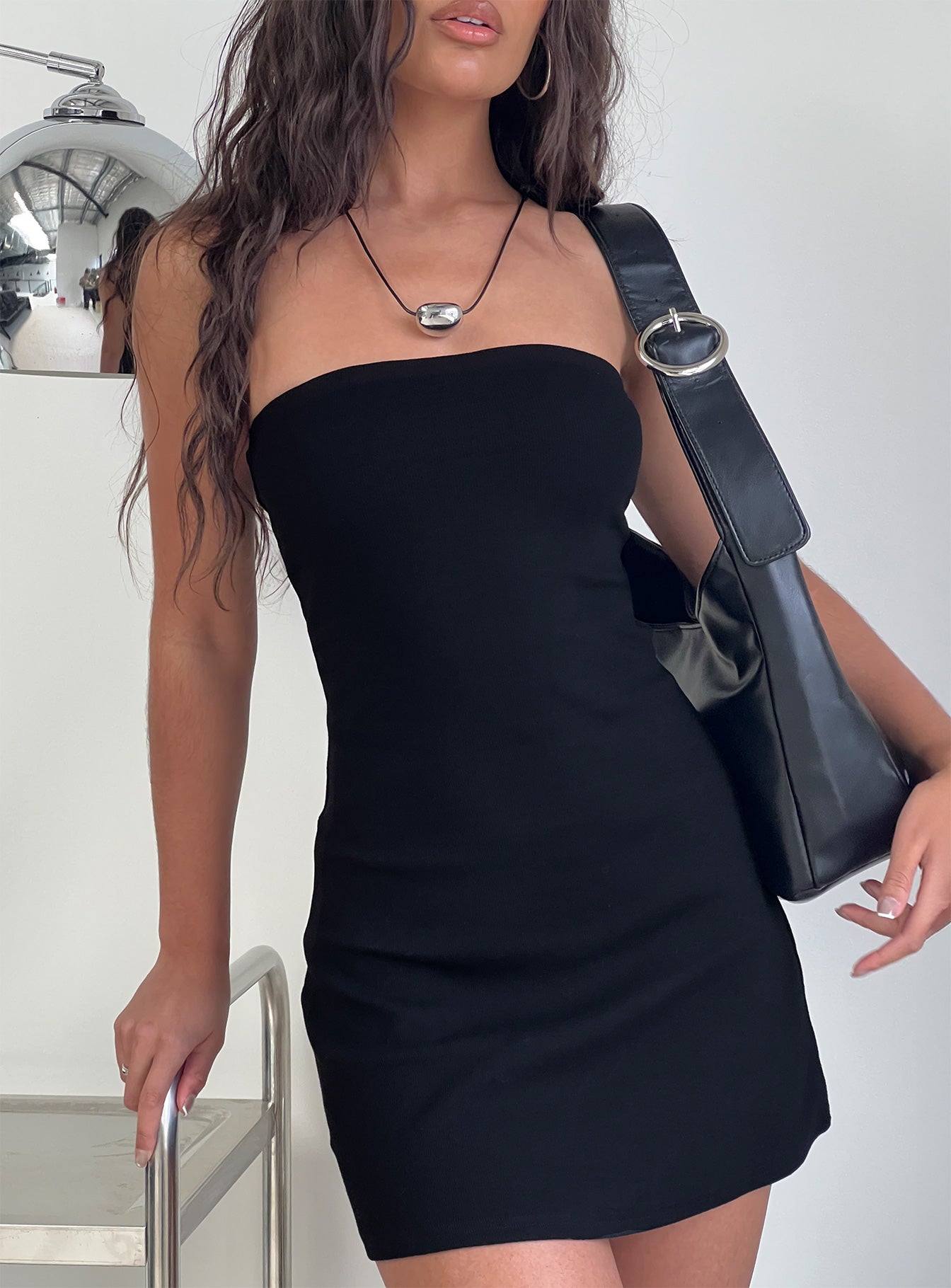 Baseline Strapless Mini Dress Black、mySite、solidvoid