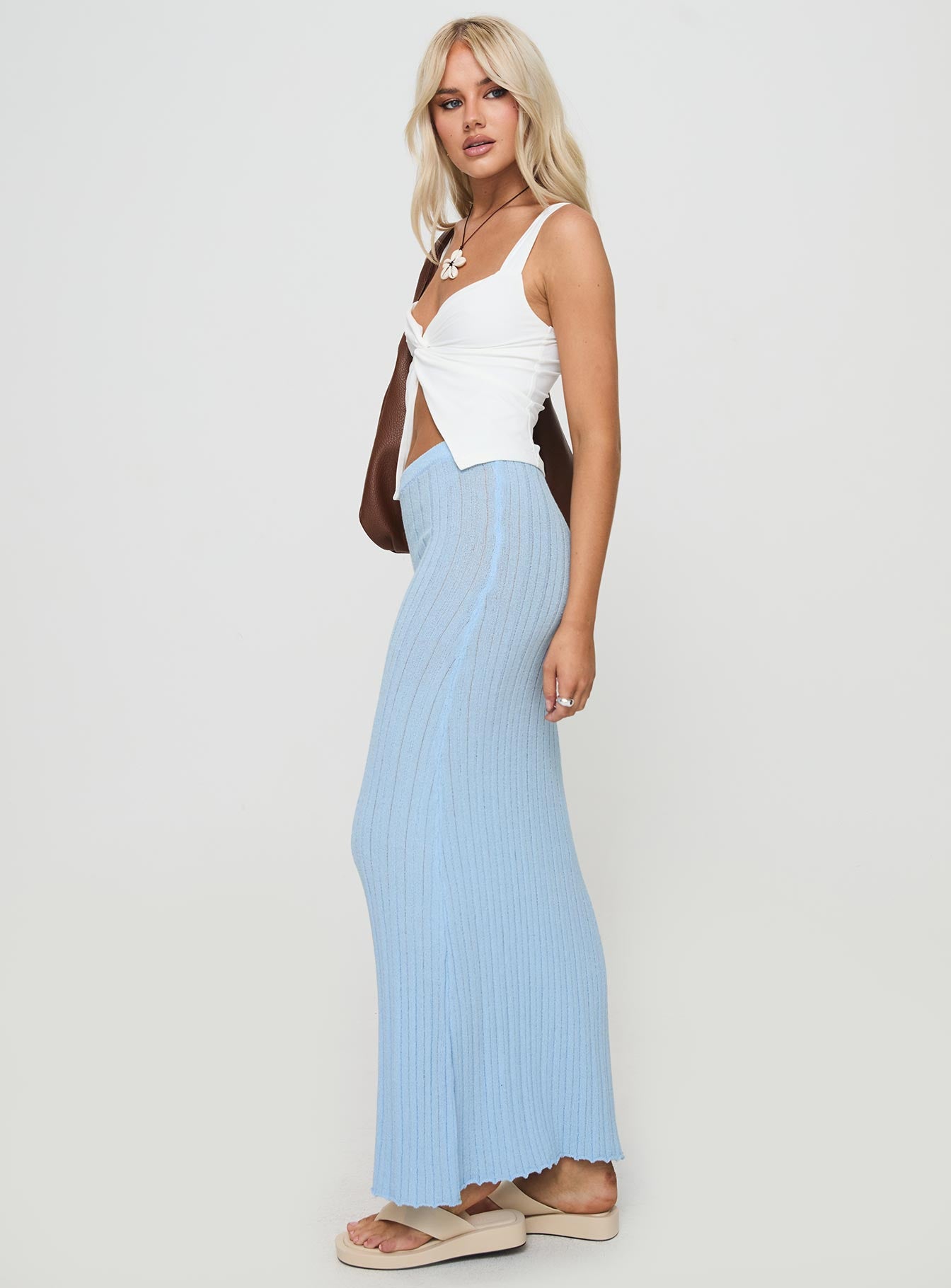 Belle Knit Maxi Skirt Baby Blue、mySite、solidvoid