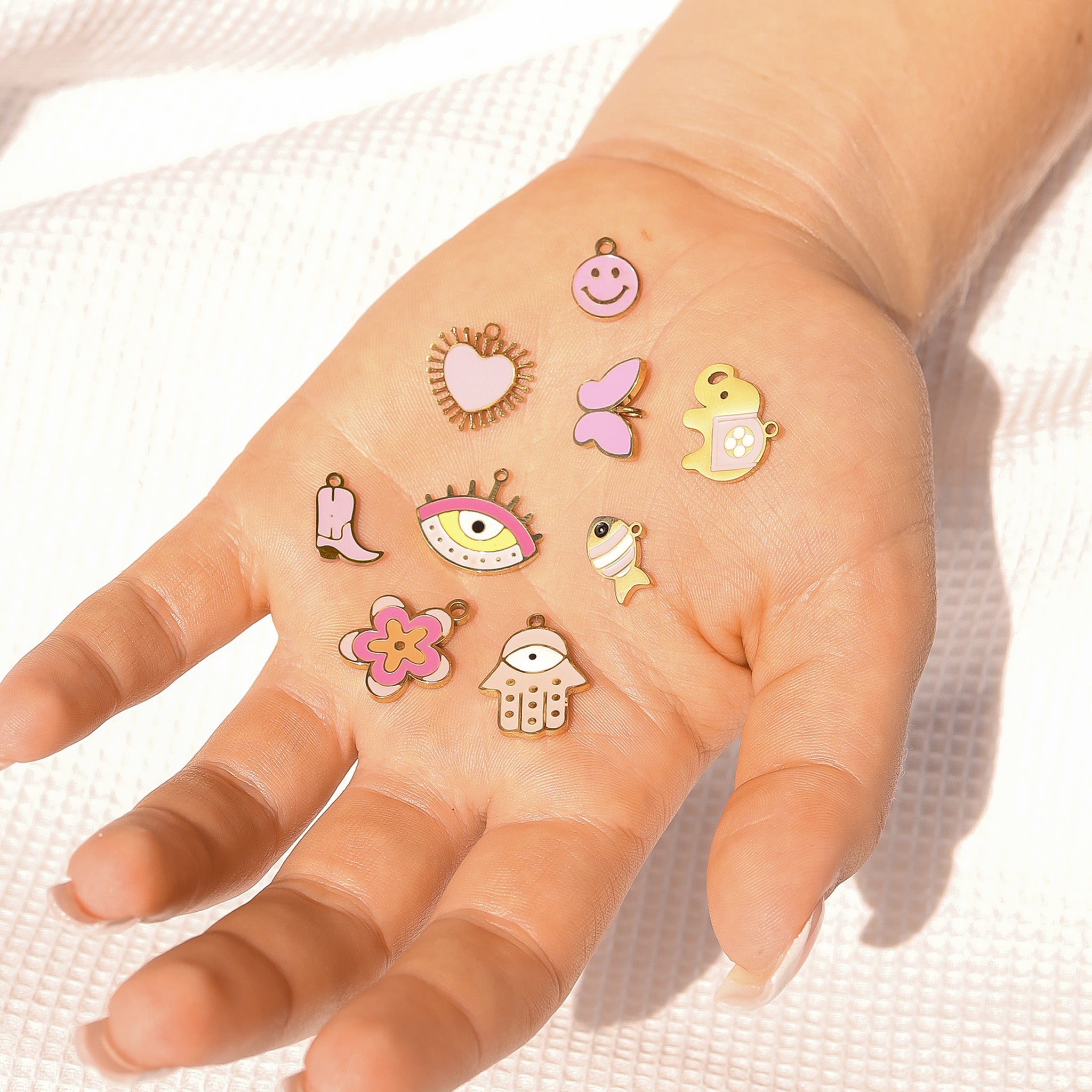 18K Gold PVD Stainless Steel Pink Epoxy Elephant Charm / PDL0073、mySite、dreamappss