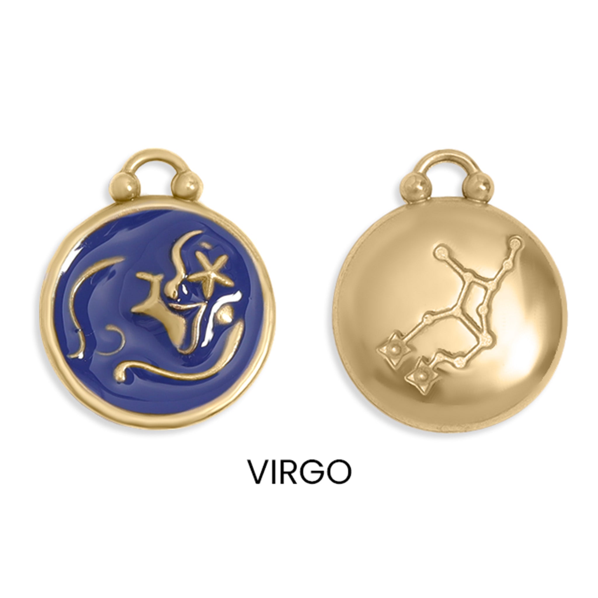 18K Gold PVD Stainless Steel Epoxy Filled Zodiac Pendants / PDL0218、mySite、dreamappss