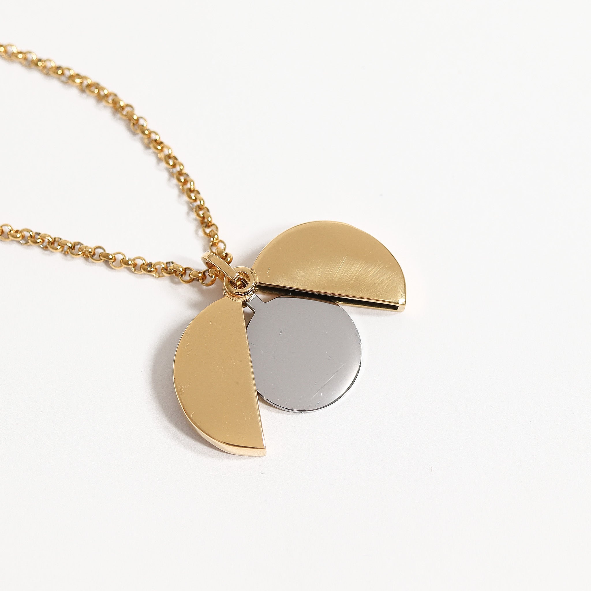 18K Gold PVD Stainless Steel Blank Circle Hidden Message Necklace / CHN9972、mySite、dreamappss