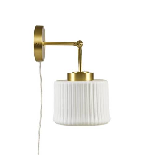 White Ceramic Wall Sconce with Adjustable Swing Arm Gold/White See below、、eastwooduniform