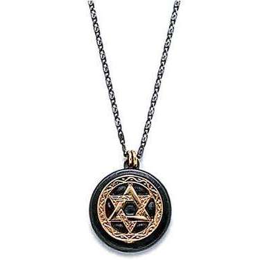 Michal Golan Gold and Black Jewish Star Necklace、mySite、topwebapps