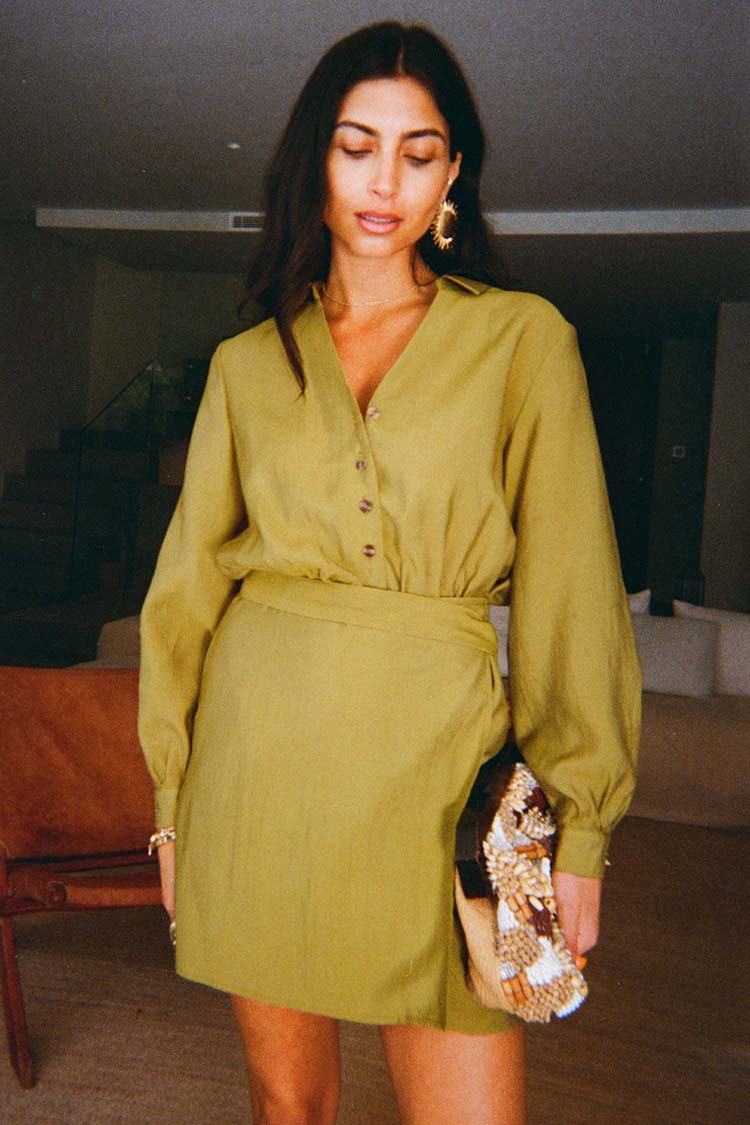 Olive Mini Miley Shirt Dress、mySite、solidvoid