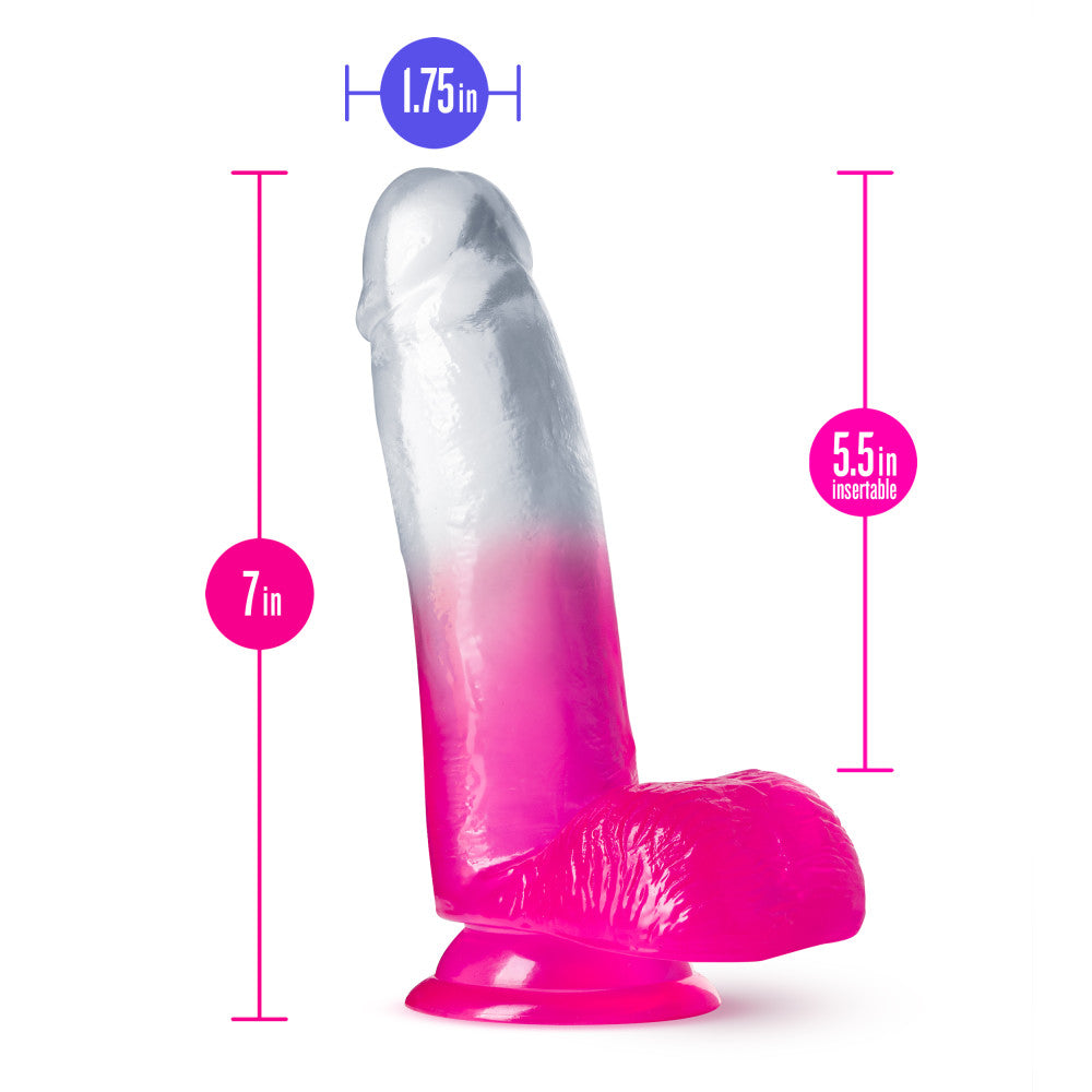 B Yours By Blush® | Sugar Magnolia Realistic Fuchsia 6.75-Inch Long Dildo With Balls & Suction Cup Base、mySite、bottomscart