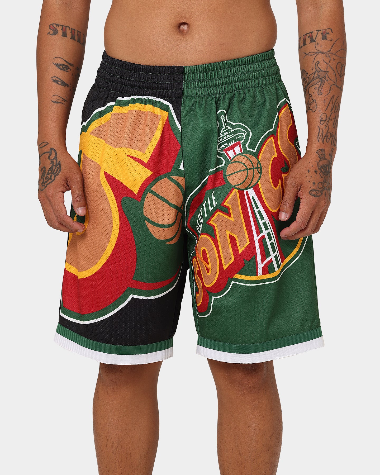 Mitchell & Ness Seattle Supersonics Big Face Shorts 5.0 Black、mySite、zt4zffjzw
