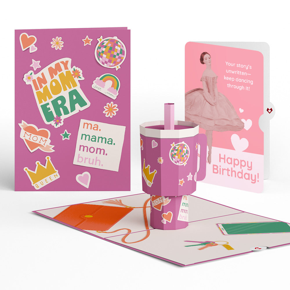 Mom Era Tumbler Birthday Pop-Up Card and Dancing Through Life Sentiment Set、mySite、solidvoid
