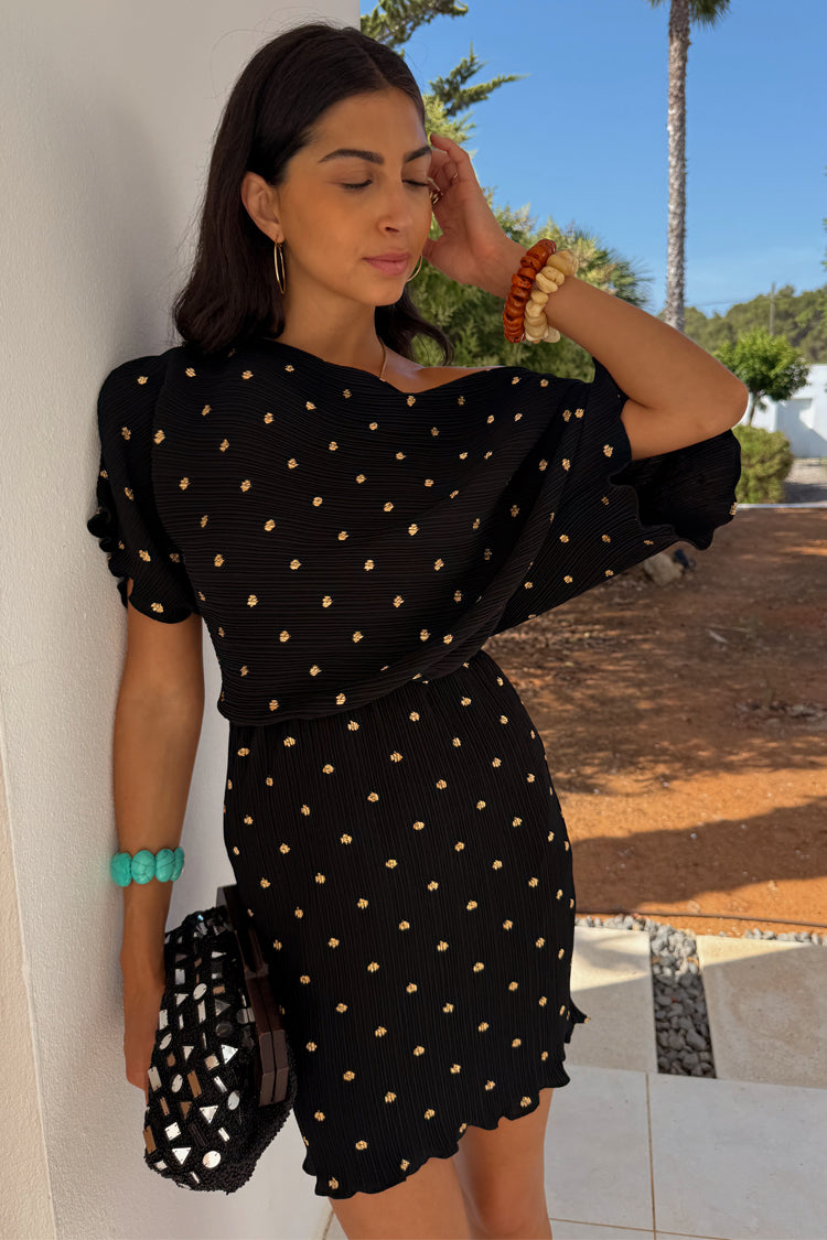 Black Plisse Mini Tilly Dress、mySite、solidvoid