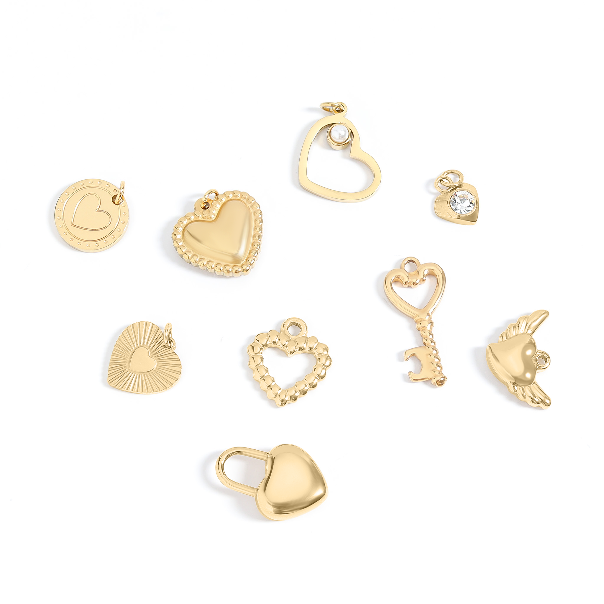 18K Gold PVD Stainless Steel Heart Charm Set / BND0066、mySite、dreamappss