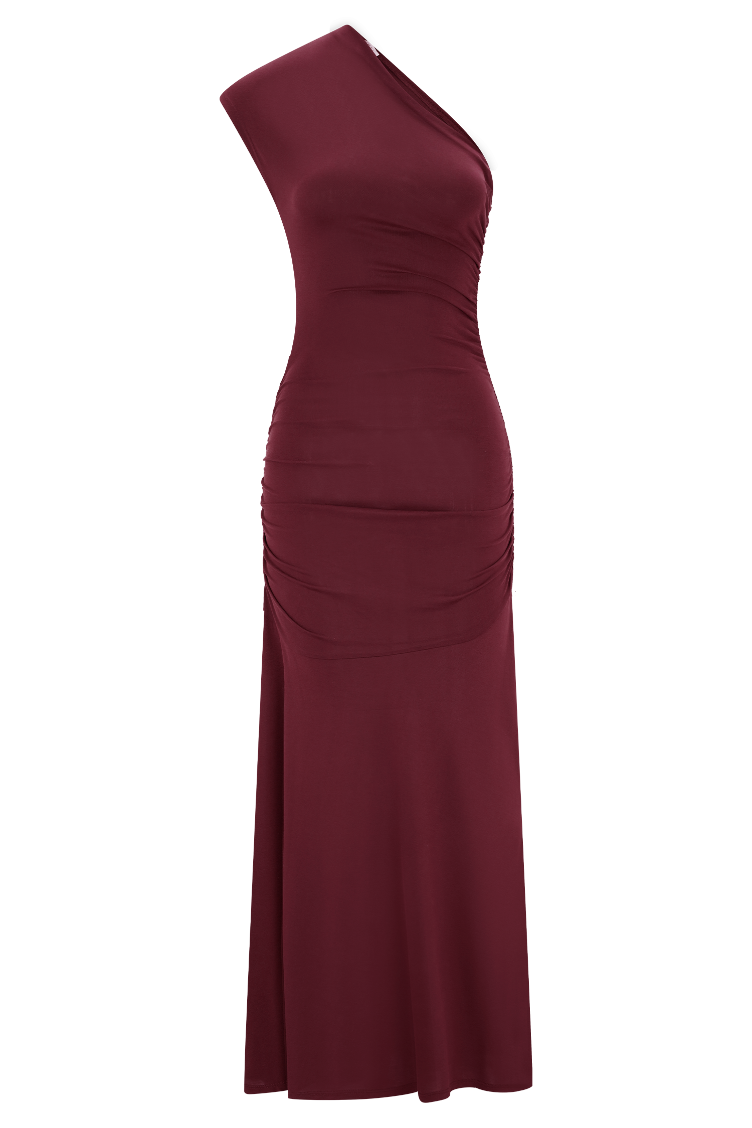 Chloe Peached Jersey One Shoulder Midi Dress - Mahogany、mySite、solidvoid