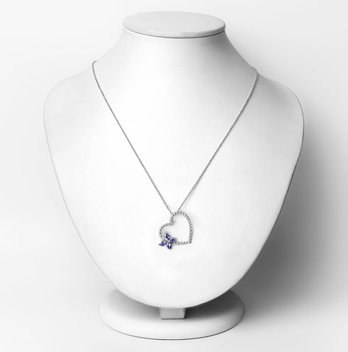 Butterfly on a Heart Necklace Genuine Gemstones 925 Sterling Silver、mySite、g9winljtr