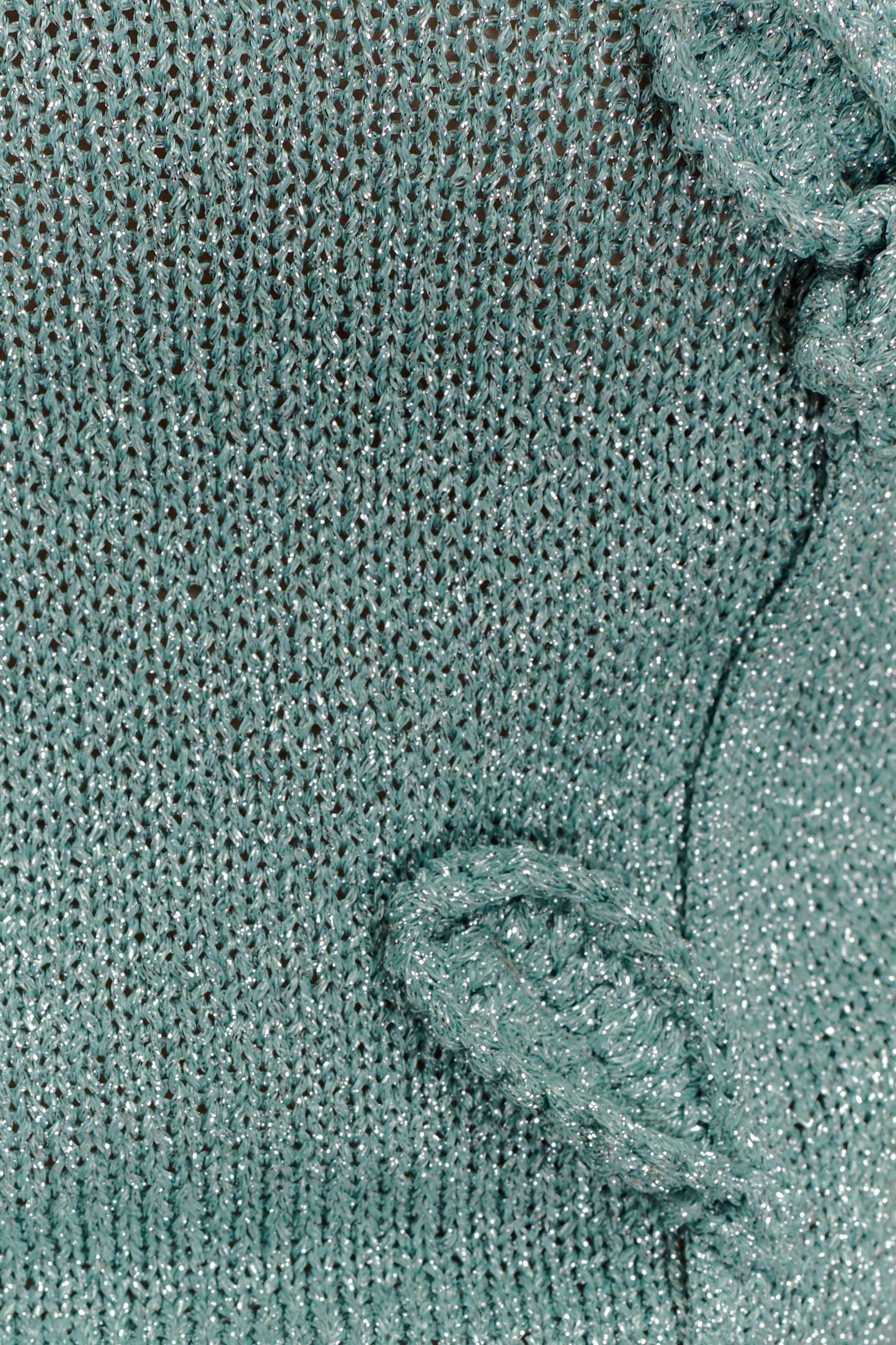 Leone One Shoulder Metallic Knit Top - Aqua、mySite、solidvoid