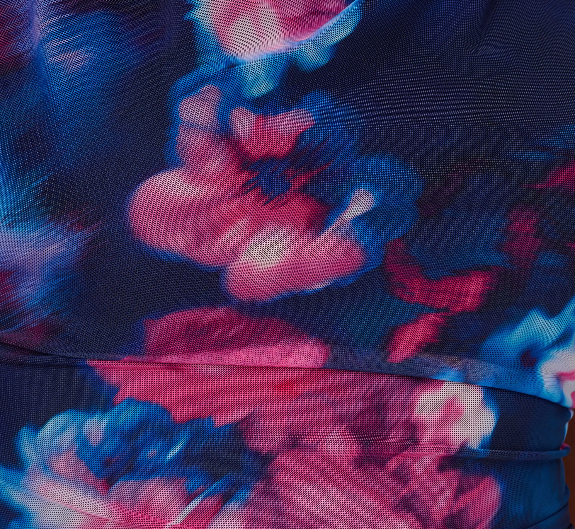 Sleeveless Floral Mesh Draped Midi Dress In Navy Pink Multi、mySite、solidvoid