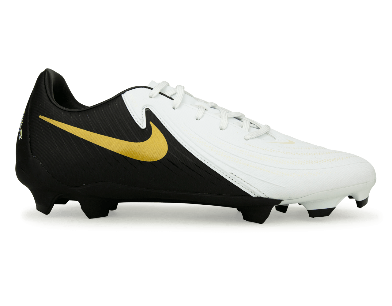 Nike Men's Phantom GX II Academy FG/MG White/Black/Gold、mySite、noshort