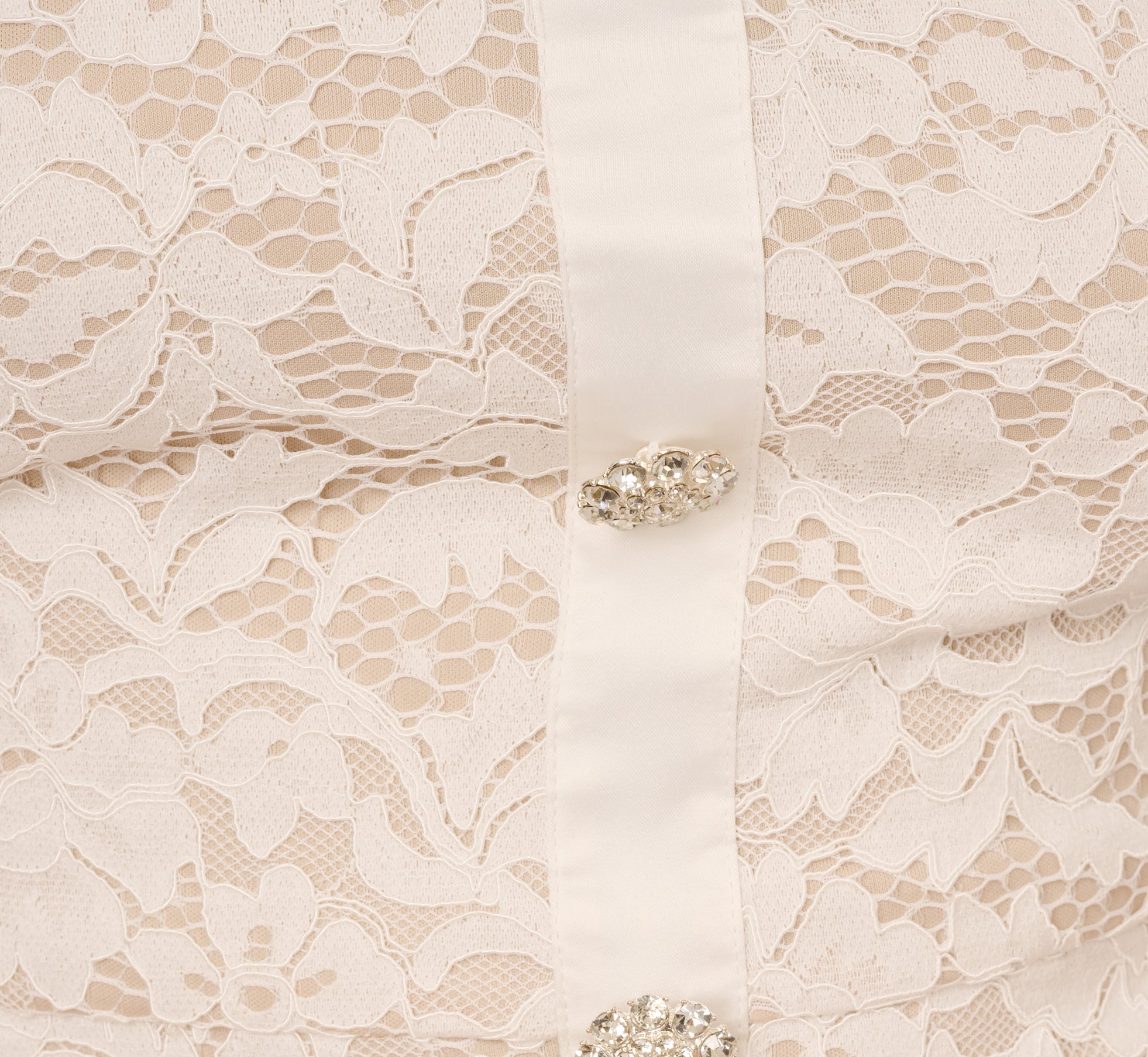 Cap Sleeve Rhinestone Button Lace Short Dress In Ivory、mySite、solidvoid