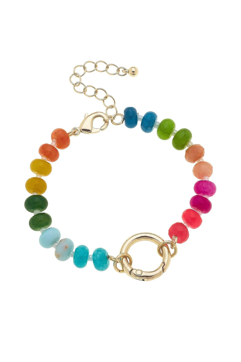 Lucy Gemstone Beaded Charm Bracelet Base in Rainbow Multi、mySite、hinf8tx79